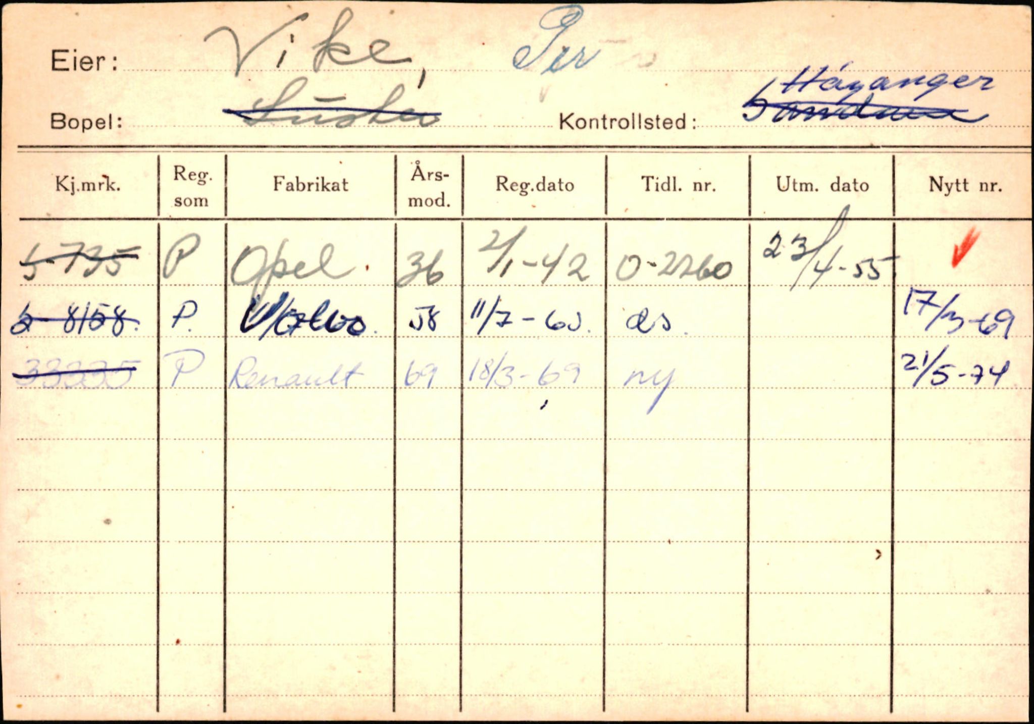 Statens vegvesen, Sogn og Fjordane vegkontor, AV/SAB-A-5301/4/F/L0131: Eigarregister Høyanger P-Å. Stryn S-Å, 1945-1975, s. 833