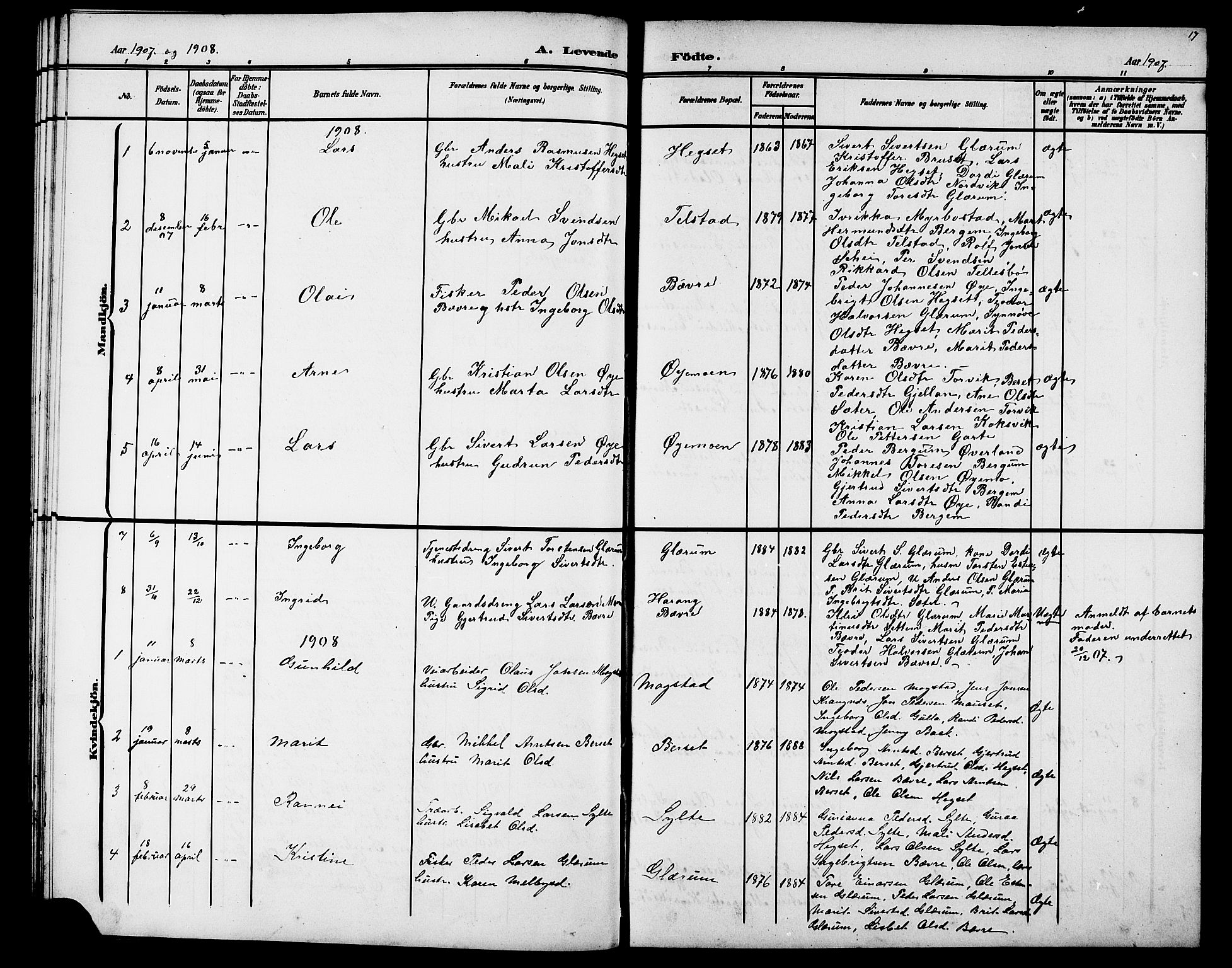 Ministerialprotokoller, klokkerbøker og fødselsregistre - Møre og Romsdal, AV/SAT-A-1454/595/L1053: Klokkerbok nr. 595C05, 1901-1919, s. 17