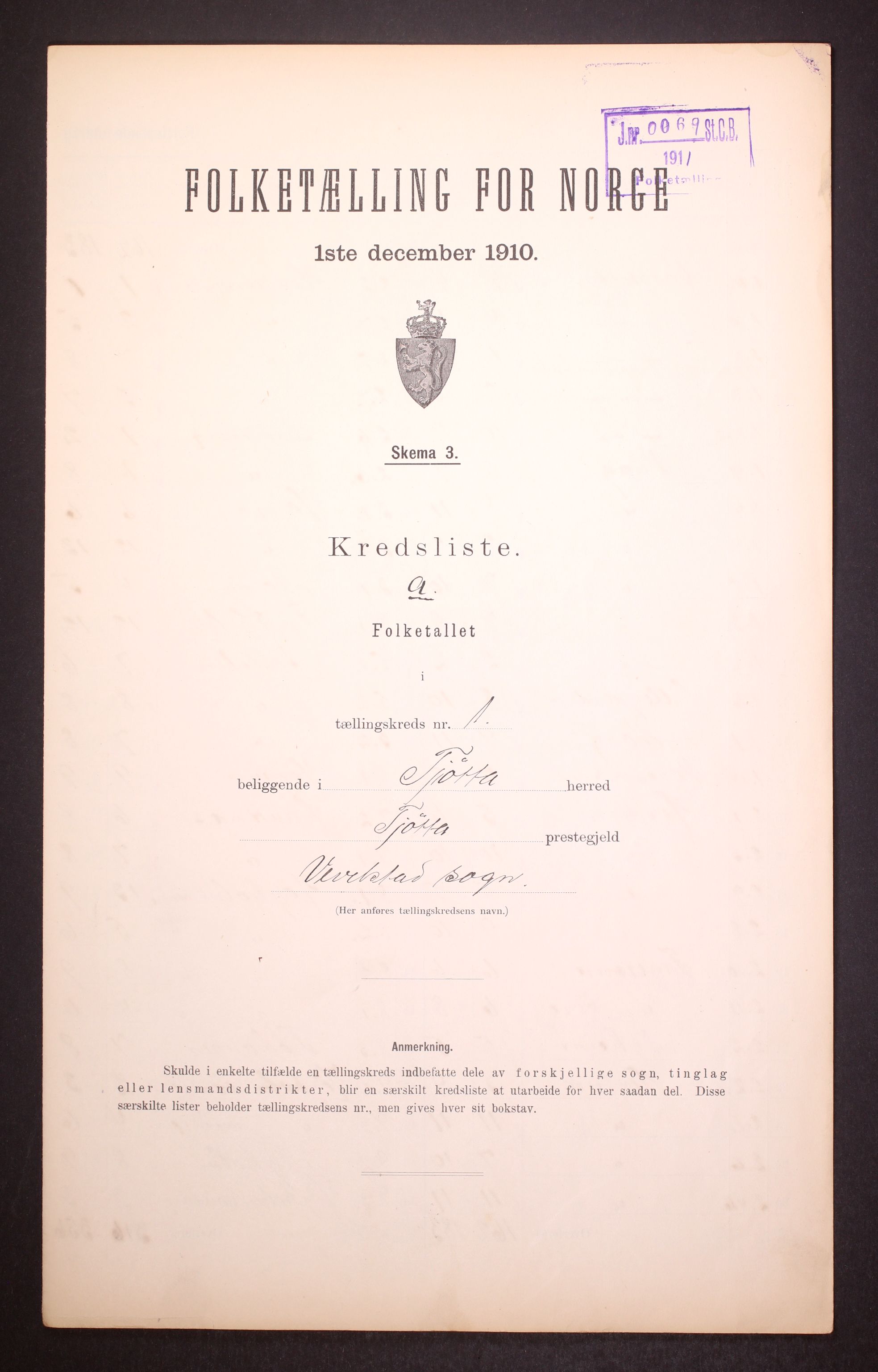 RA, Folketelling 1910 for 1817 Tjøtta herred, 1910, s. 4