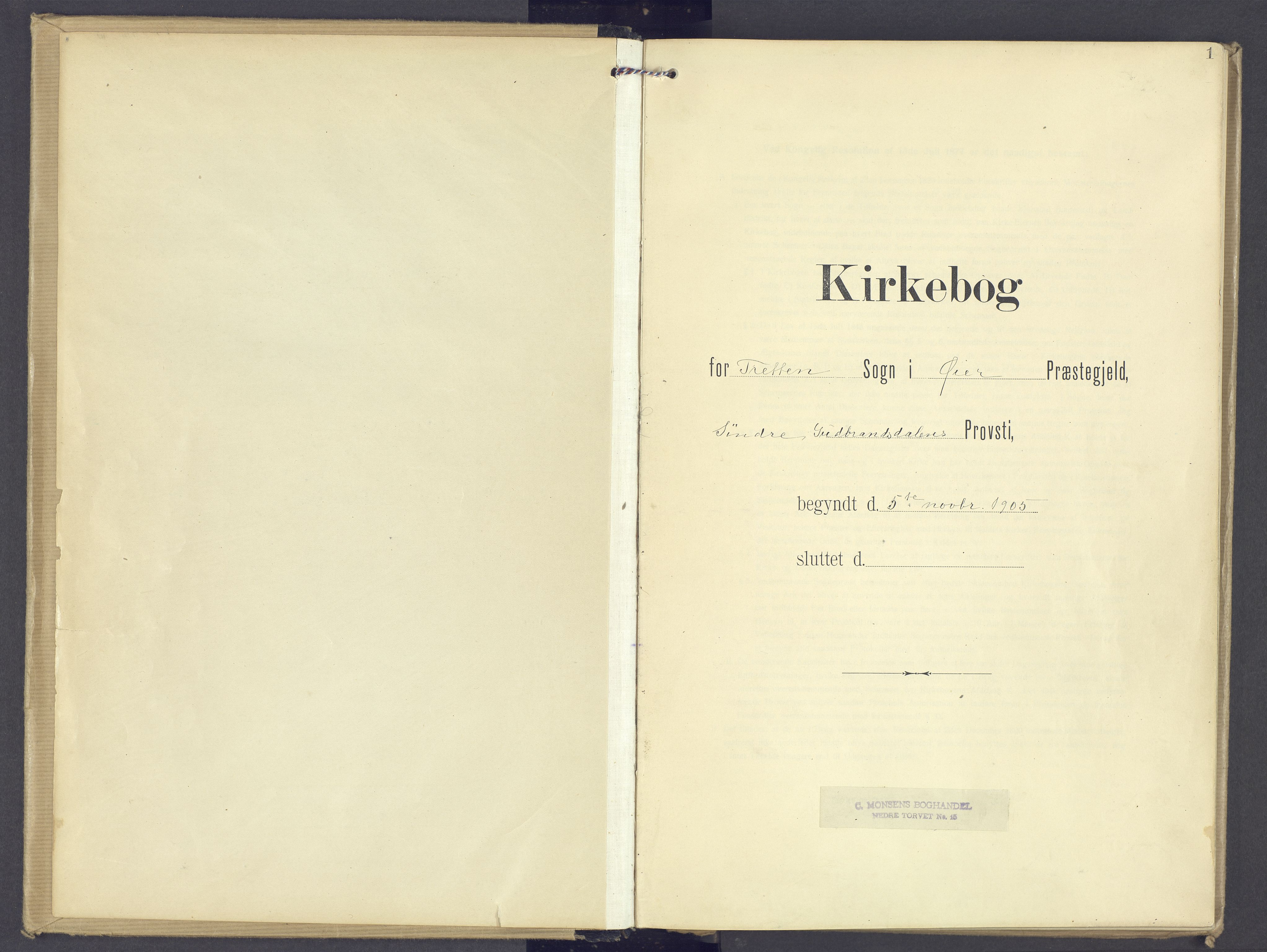 Øyer prestekontor, AV/SAH-PREST-084/H/Ha/Haa/L0013: Ministerialbok nr. 13, 1905-1920, s. 1