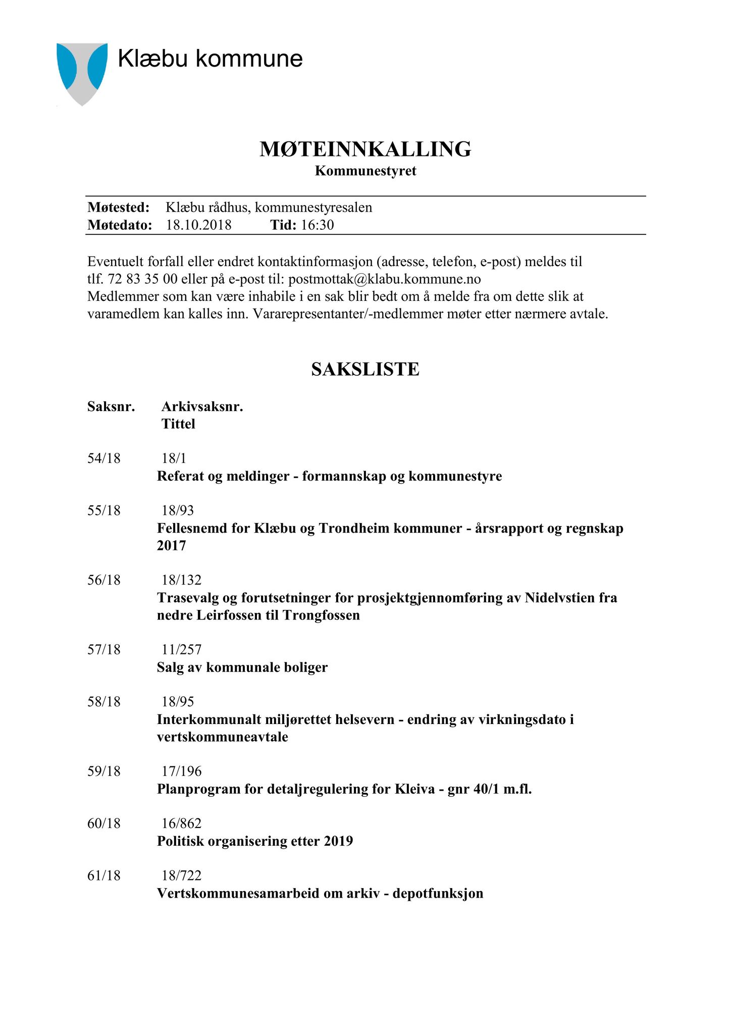 Klæbu Kommune, TRKO/KK/01-KS/L011: Kommunestyret - Møtedokumenter, 2018, s. 1286