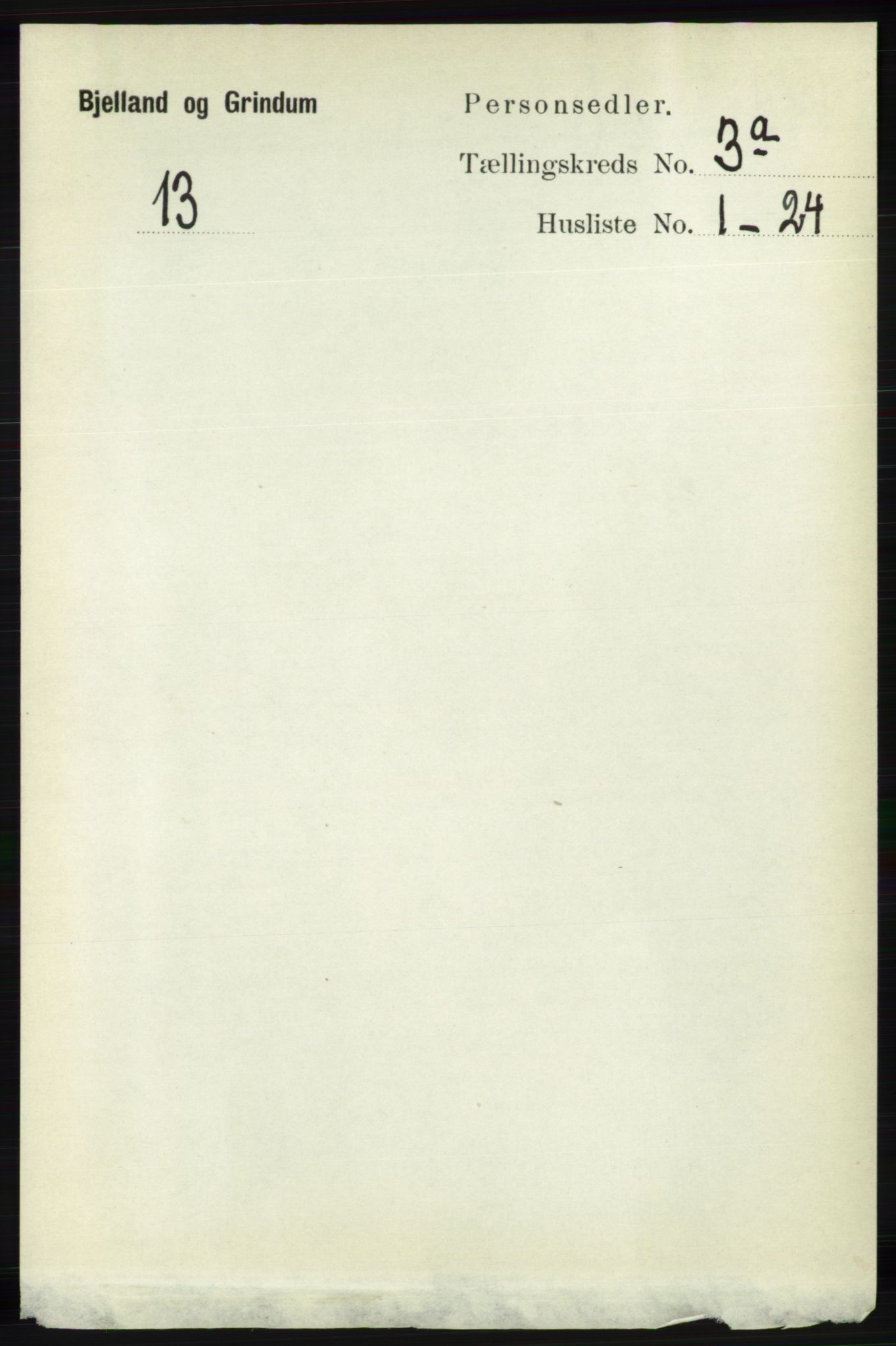 RA, Folketelling 1891 for 1024 Bjelland og Grindheim herred, 1891, s. 1458