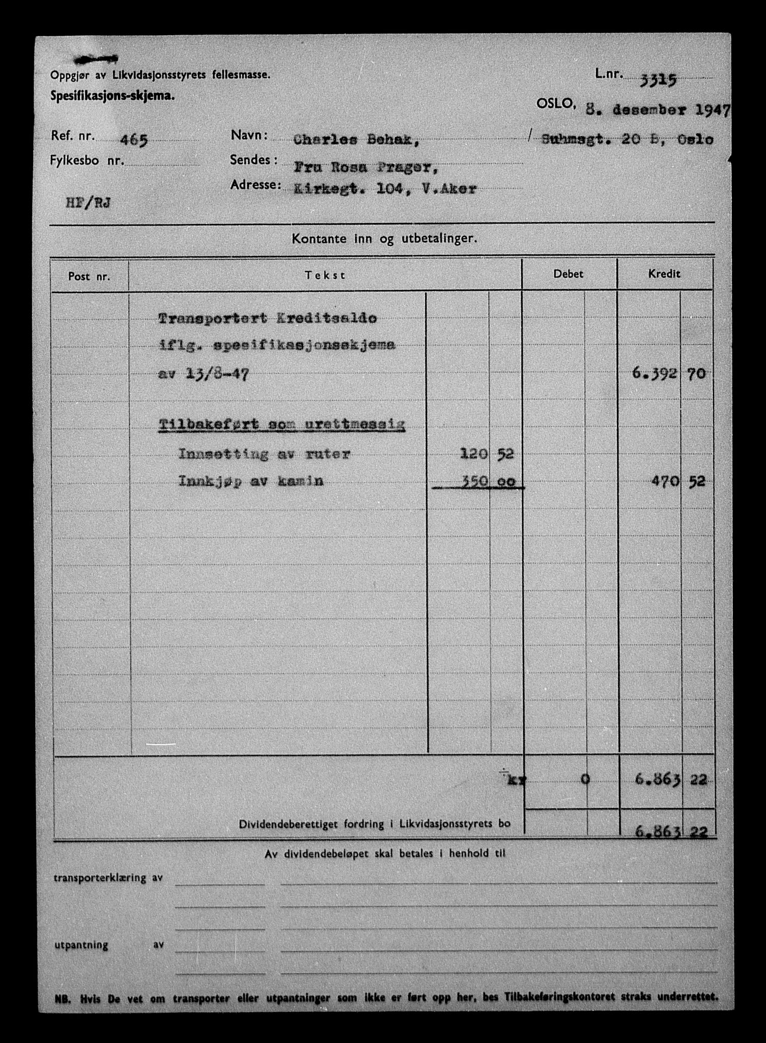 Justisdepartementet, Tilbakeføringskontoret for inndratte formuer, AV/RA-S-1564/H/Hc/Hcc/L0919: --, 1945-1947, s. 429