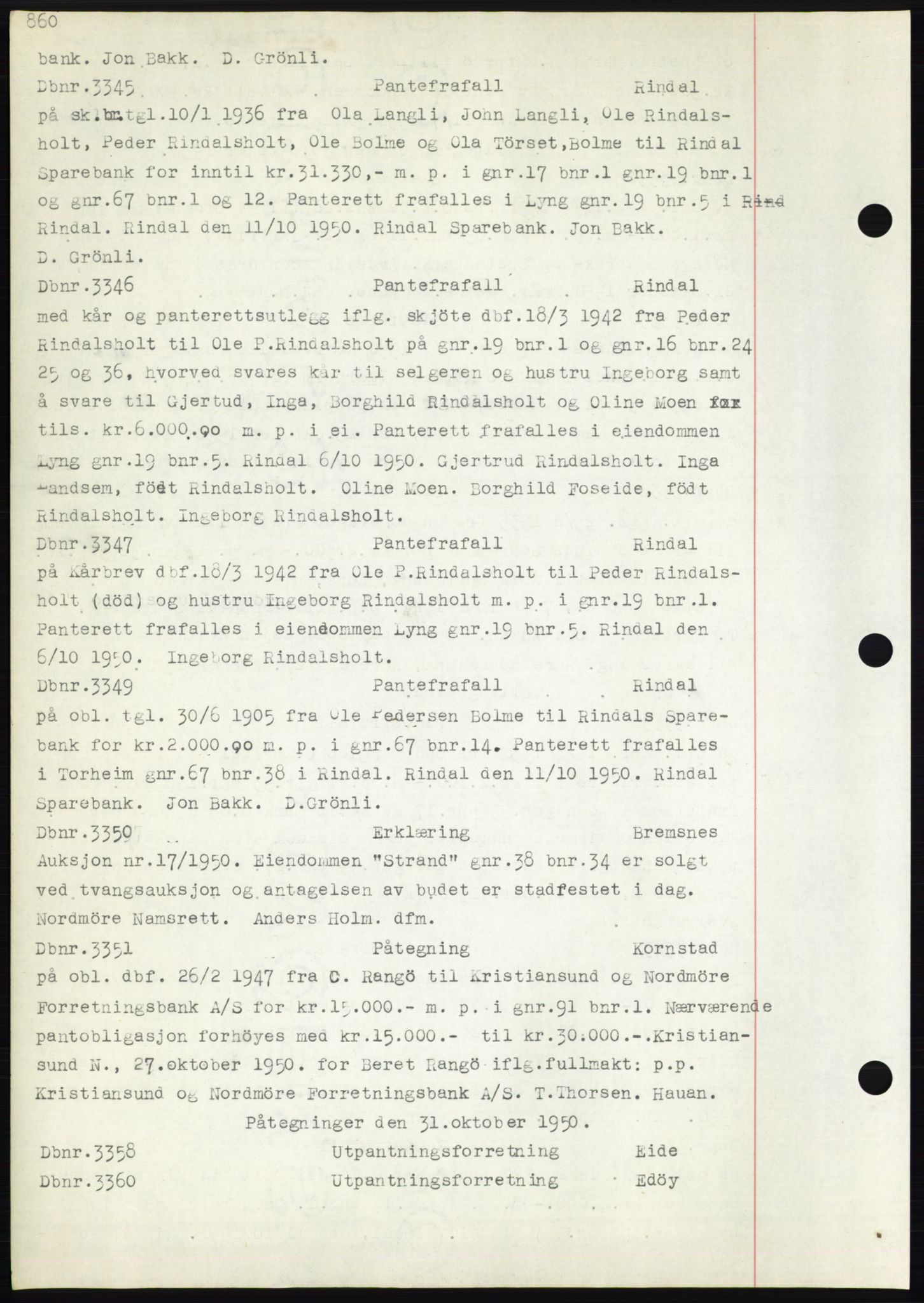 Nordmøre sorenskriveri, SAT/A-4132/1/2/2Ca: Pantebok nr. C82b, 1946-1951, Dagboknr: 3345/1950