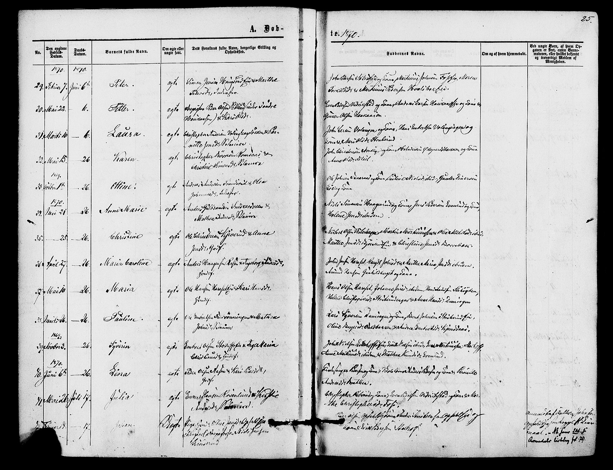 Romedal prestekontor, AV/SAH-PREST-004/K/L0006: Ministerialbok nr. 6, 1866-1886, s. 25