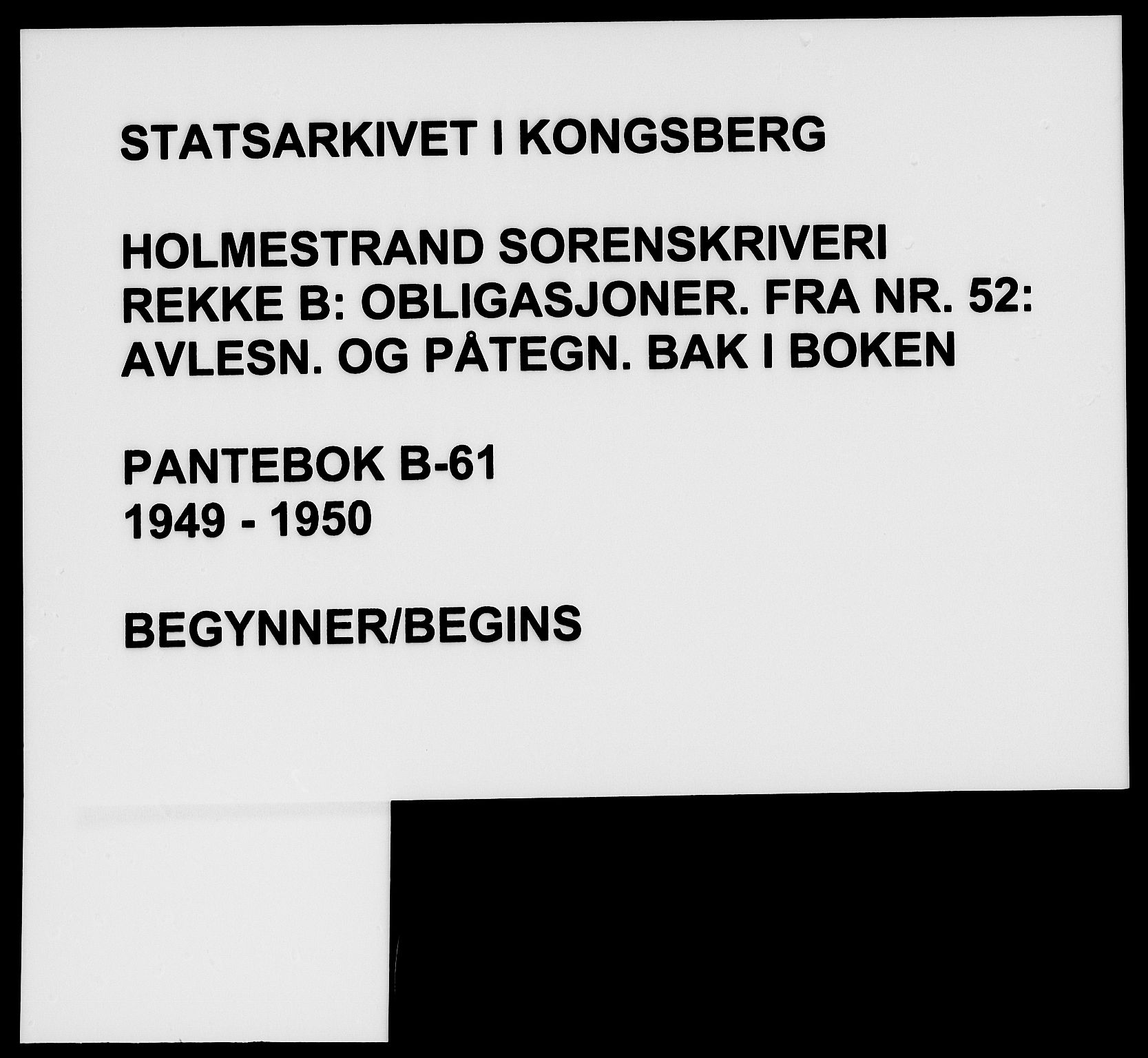 Holmestrand sorenskriveri, AV/SAKO-A-67/G/Ga/Gab/L0061: Pantebok nr. B-61, 1949-1950