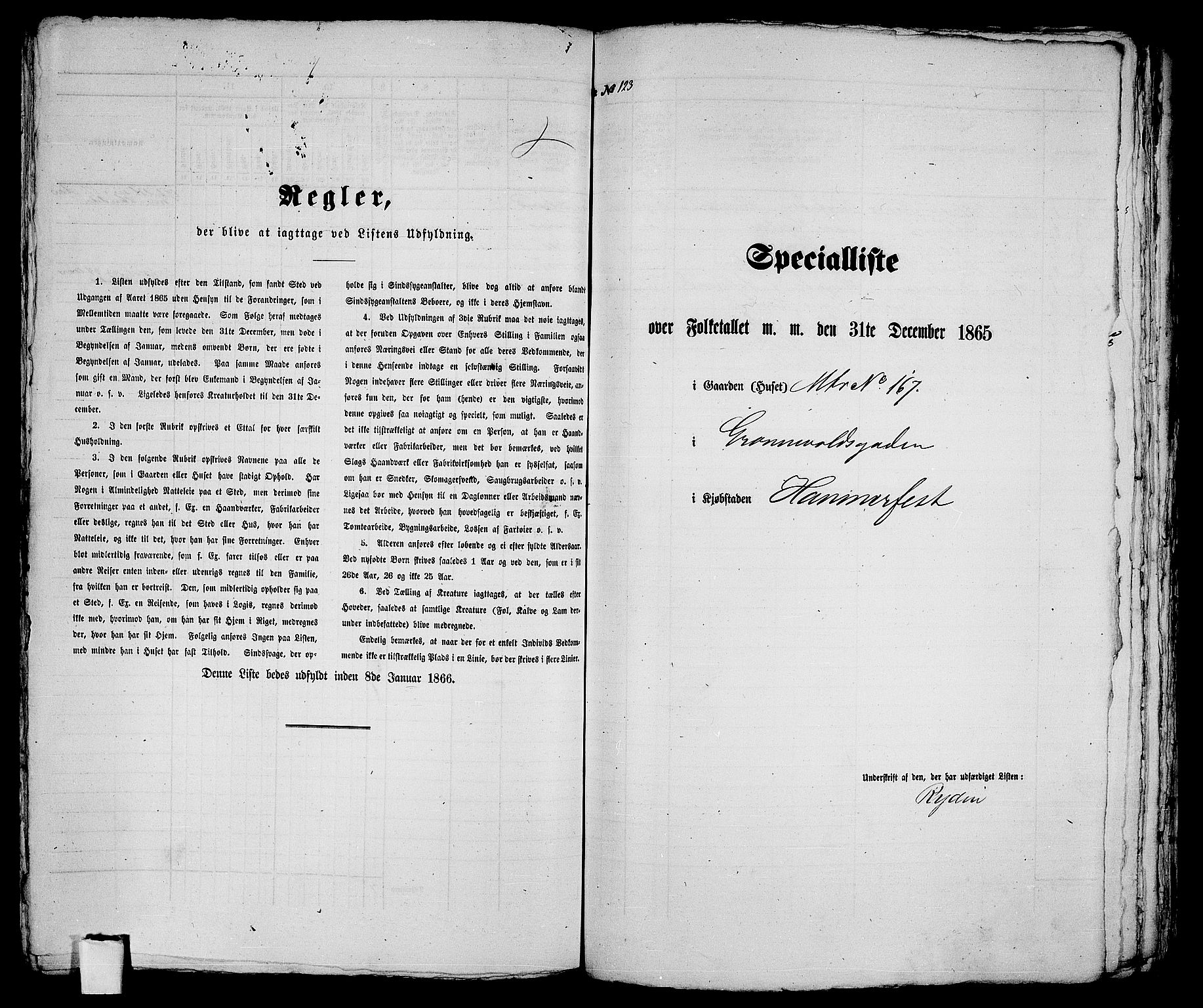 RA, Folketelling 1865 for 2001B Hammerfest prestegjeld, Hammerfest kjøpstad, 1865, s. 253