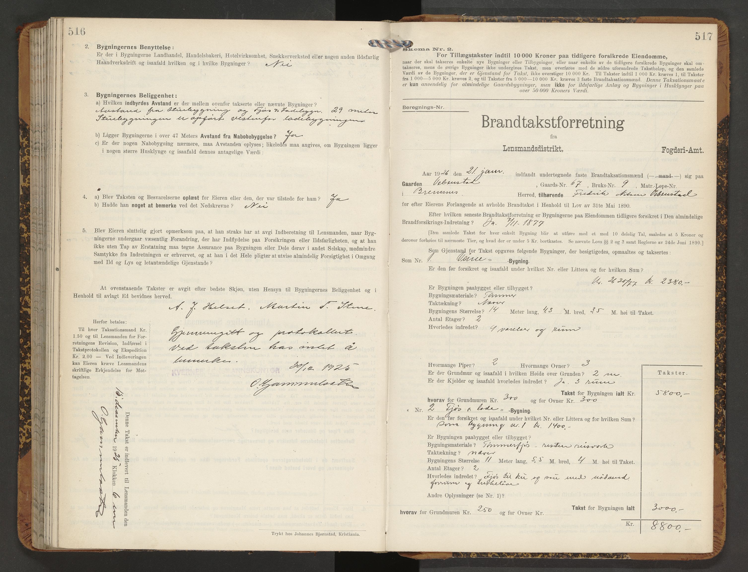 Norges Brannkasse Averøy og Frei, AV/SAT-A-5505/Fb/L0003: Branntakstprotokoll, 1910-1926, s. 516-517