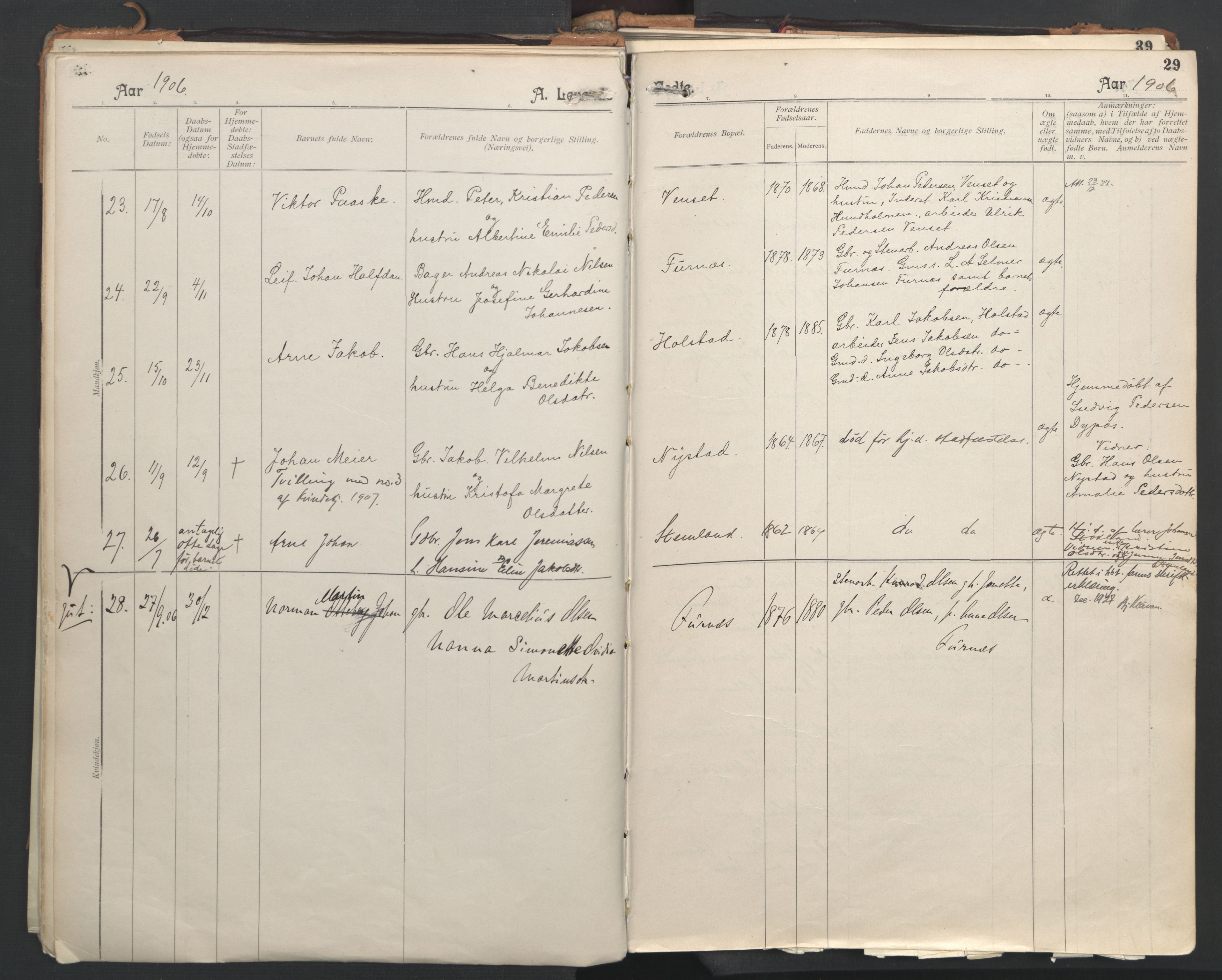 Ministerialprotokoller, klokkerbøker og fødselsregistre - Nordland, AV/SAT-A-1459/851/L0724: Ministerialbok nr. 851A01, 1901-1922, s. 29