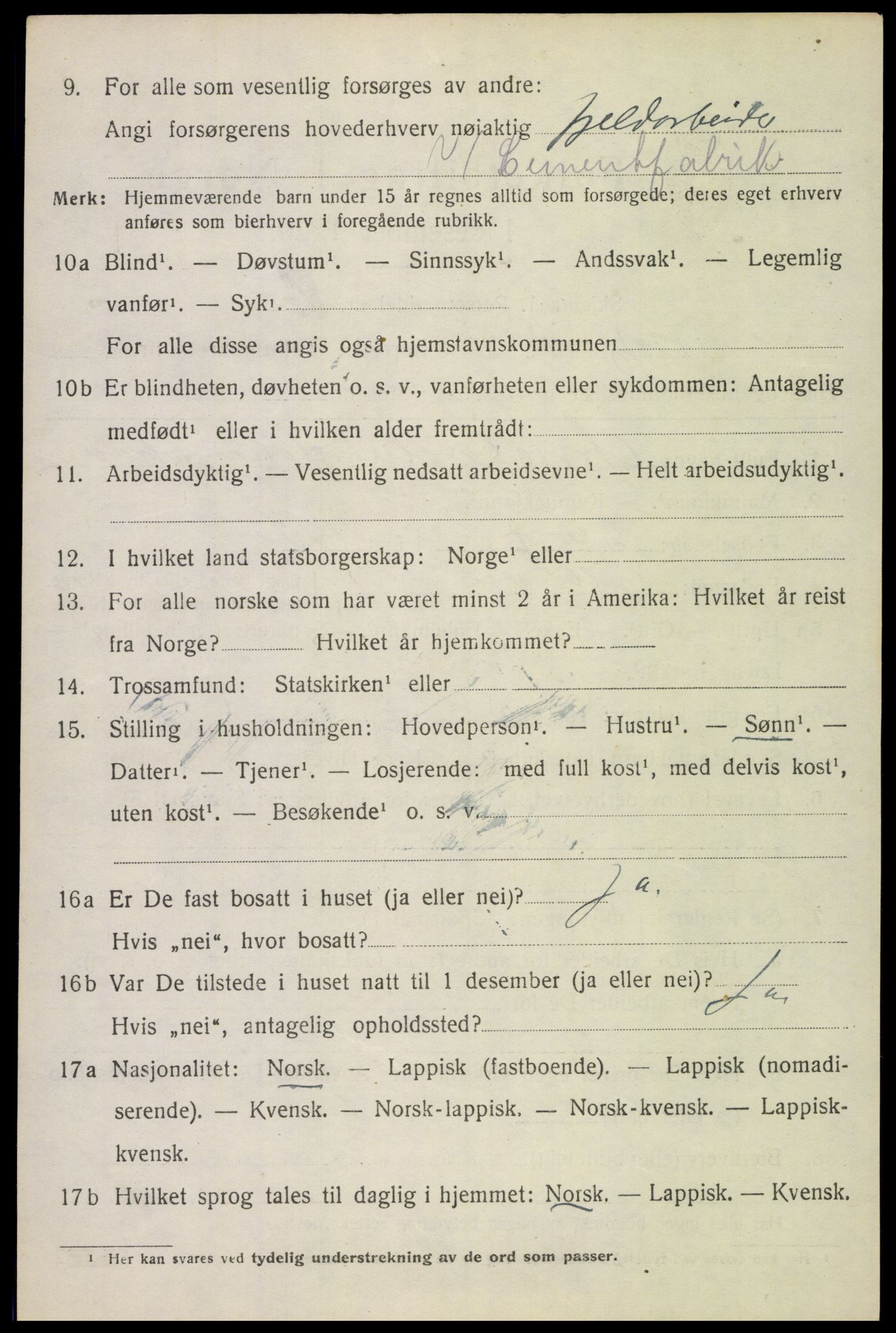 SAT, Folketelling 1920 for 1850 Tysfjord herred, 1920, s. 3086