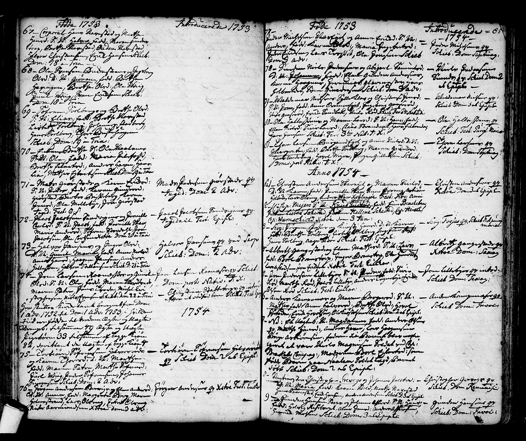 Skjeberg prestekontor Kirkebøker, SAO/A-10923/F/Fa/L0002: Ministerialbok nr. I 2, 1726-1791, s. 85