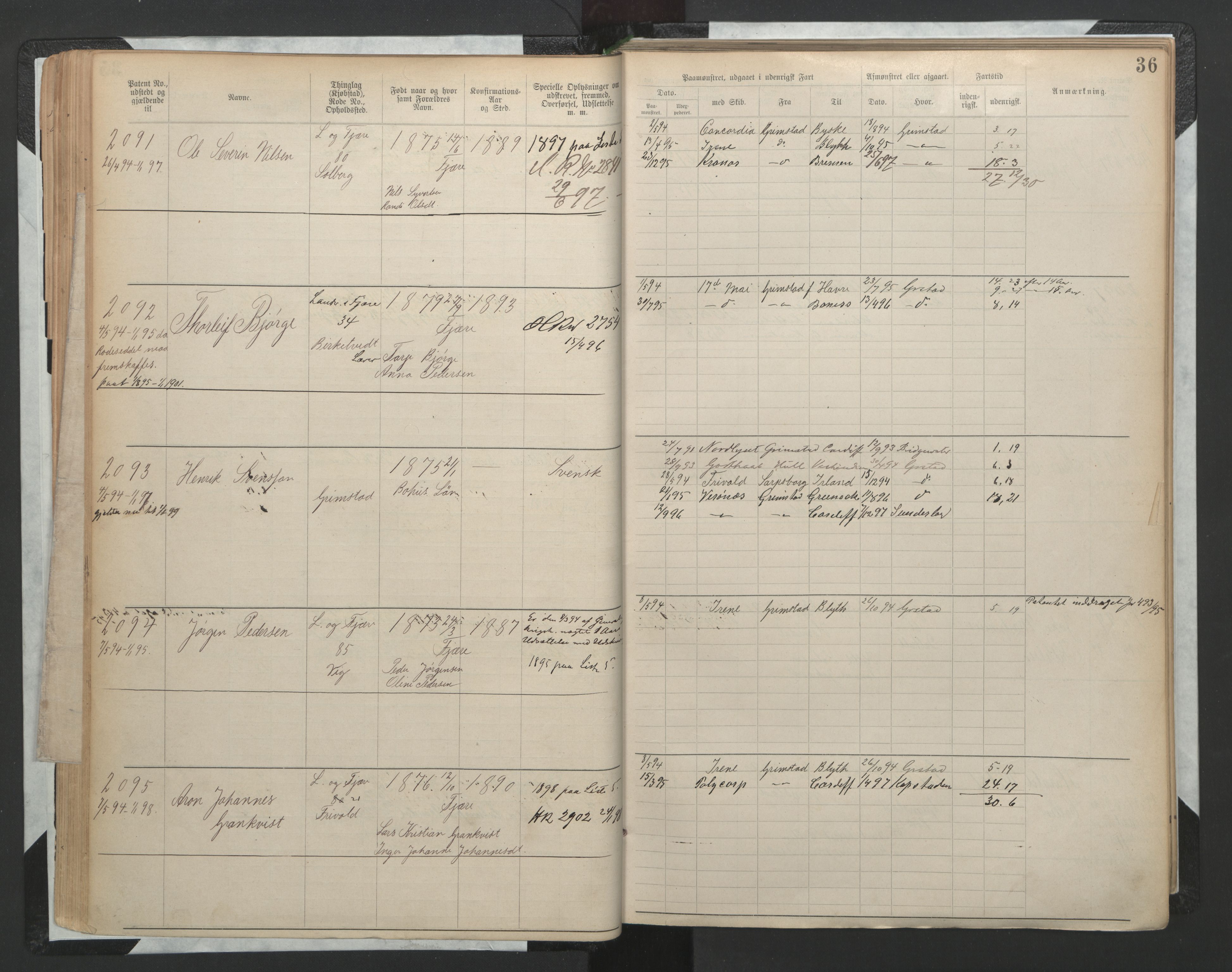 Grimstad mønstringskrets, SAK/2031-0013/F/Fa/L0002: Annotasjonsrulle nr 1921-3452 med register, F-2, 1892-1948, s. 61