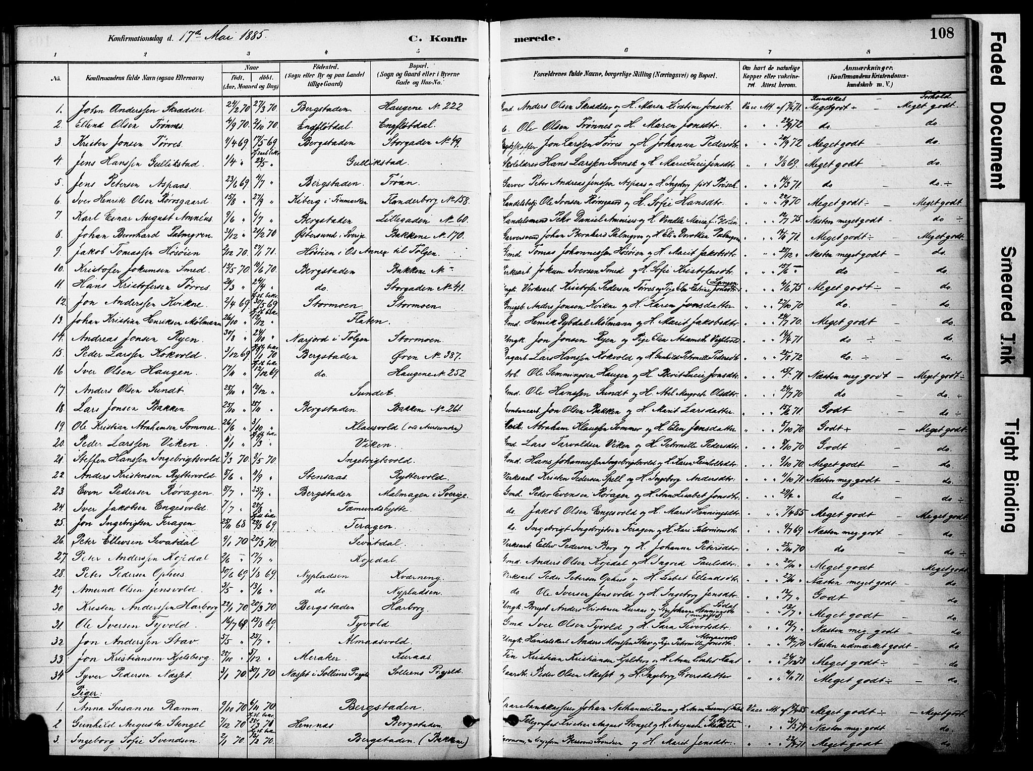 Ministerialprotokoller, klokkerbøker og fødselsregistre - Sør-Trøndelag, AV/SAT-A-1456/681/L0933: Ministerialbok nr. 681A11, 1879-1890, s. 108