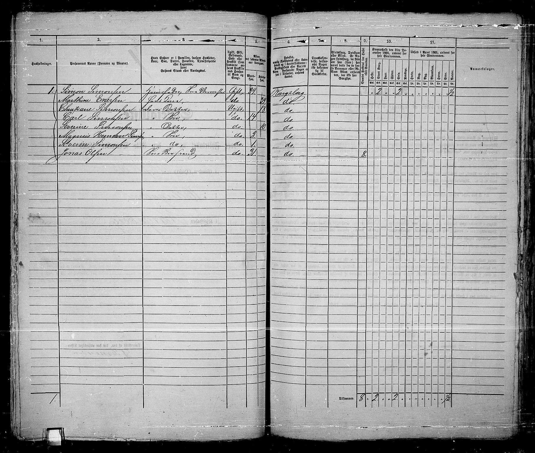 RA, Folketelling 1865 for 0604B Kongsberg prestegjeld, Kongsberg kjøpstad, 1865, s. 211