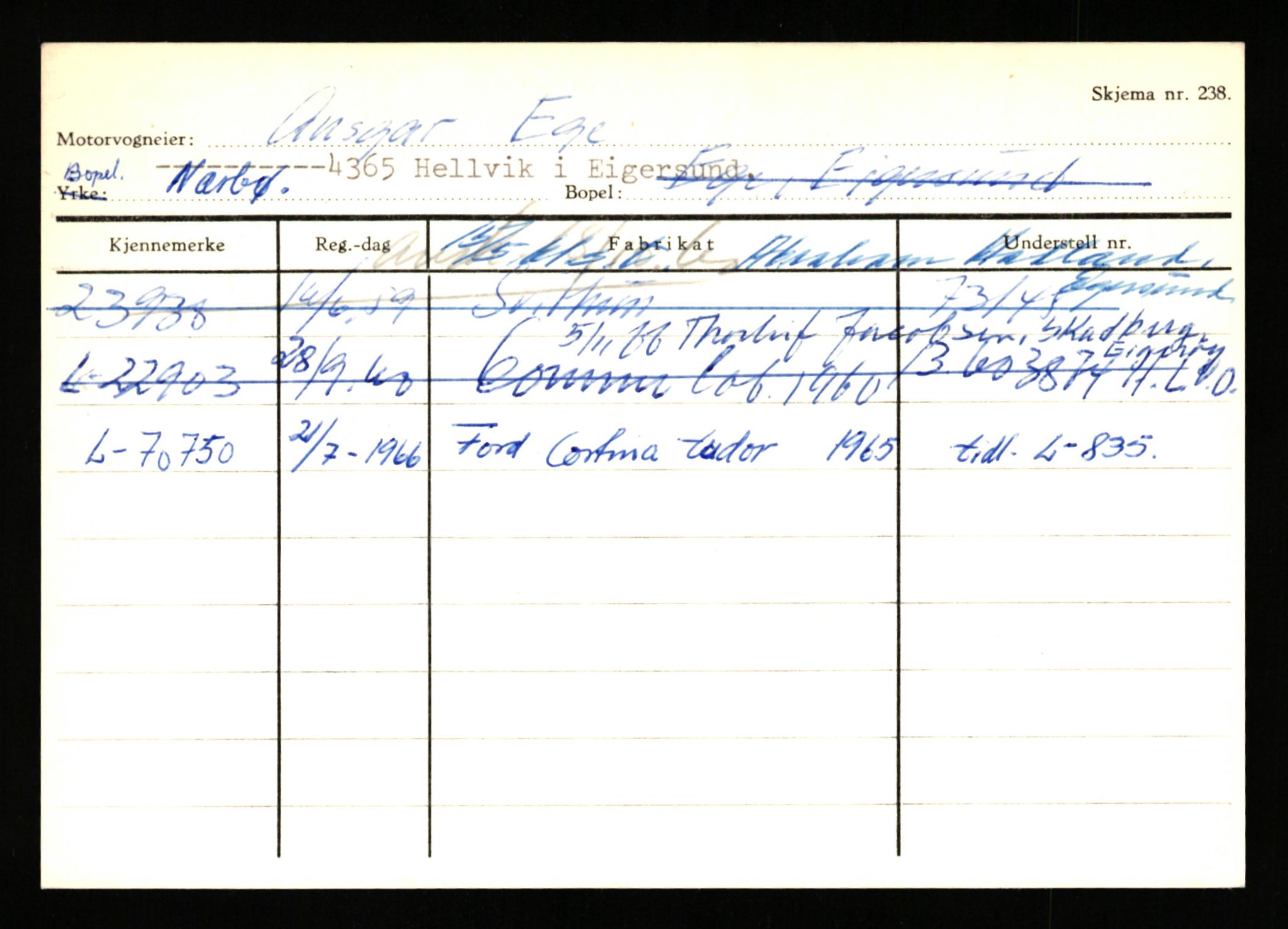 Stavanger trafikkstasjon, AV/SAST-A-101942/0/H/L0006: Dalva - Egersund, 1930-1971, s. 1849