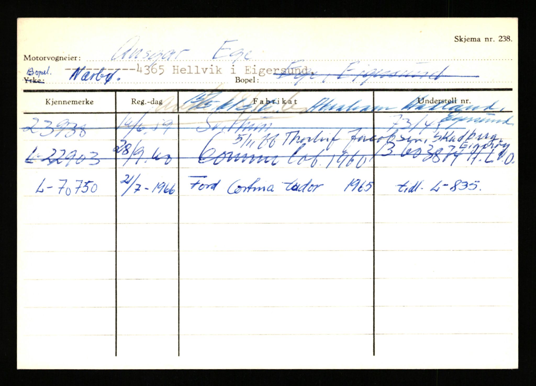 Stavanger trafikkstasjon, SAST/A-101942/0/H/L0006: Dalva - Egersund, 1930-1971, s. 1849