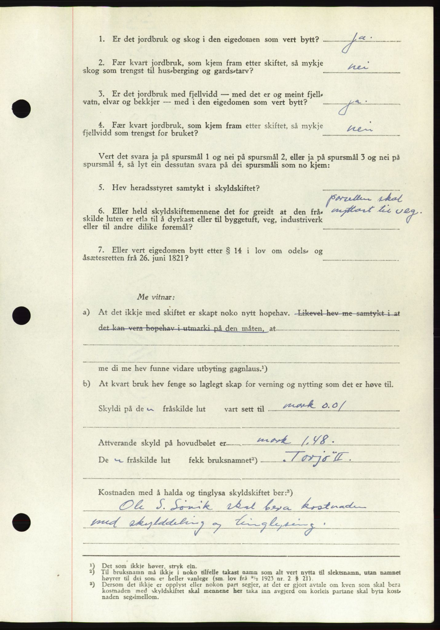 Søre Sunnmøre sorenskriveri, AV/SAT-A-4122/1/2/2C/L0082: Pantebok nr. 8A, 1948-1948, Dagboknr: 182/1948