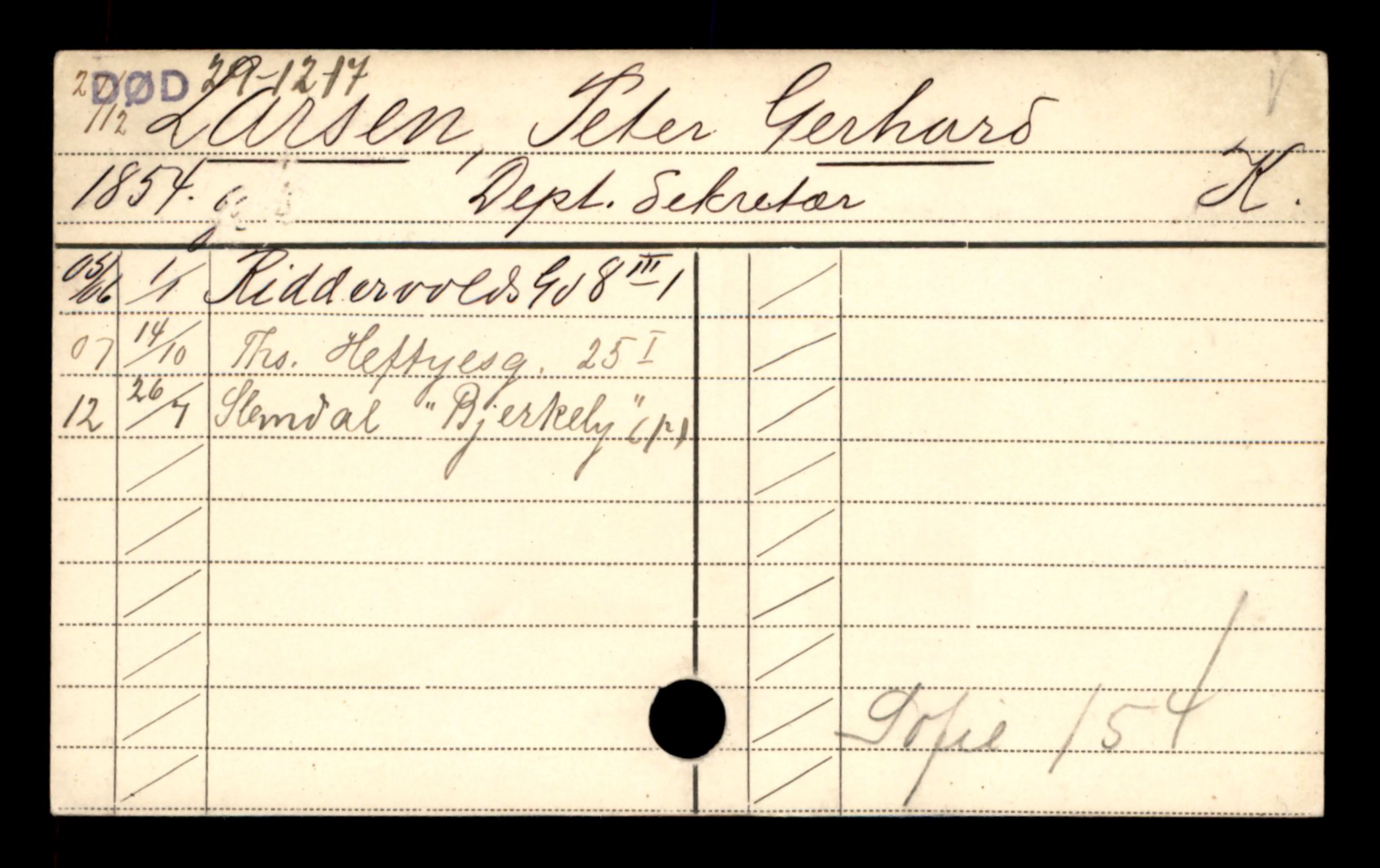 Oslo folkeregister, Registerkort, SAO/A-11715/D/Da/L0055: Menn: Larsen Gerhard - Larsen Ludvig, 1906-1919