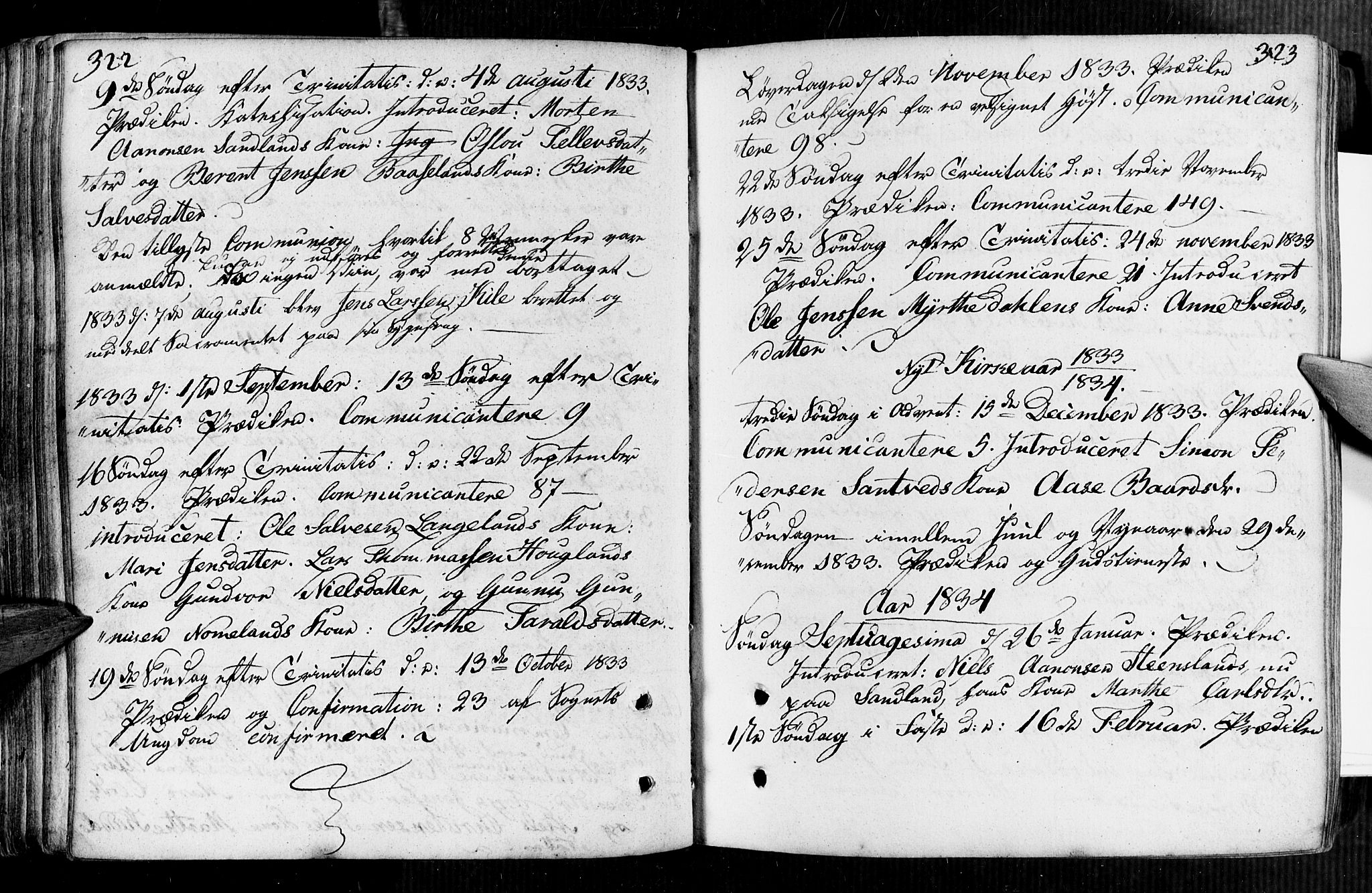 Vennesla sokneprestkontor, AV/SAK-1111-0045/Fa/Faa/L0002: Ministerialbok nr. A 2, 1785-1834, s. 322-323