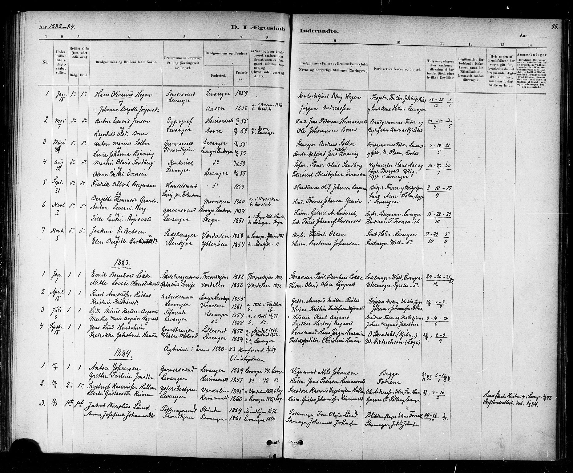 Ministerialprotokoller, klokkerbøker og fødselsregistre - Nord-Trøndelag, SAT/A-1458/720/L0192: Klokkerbok nr. 720C01, 1880-1917, s. 86