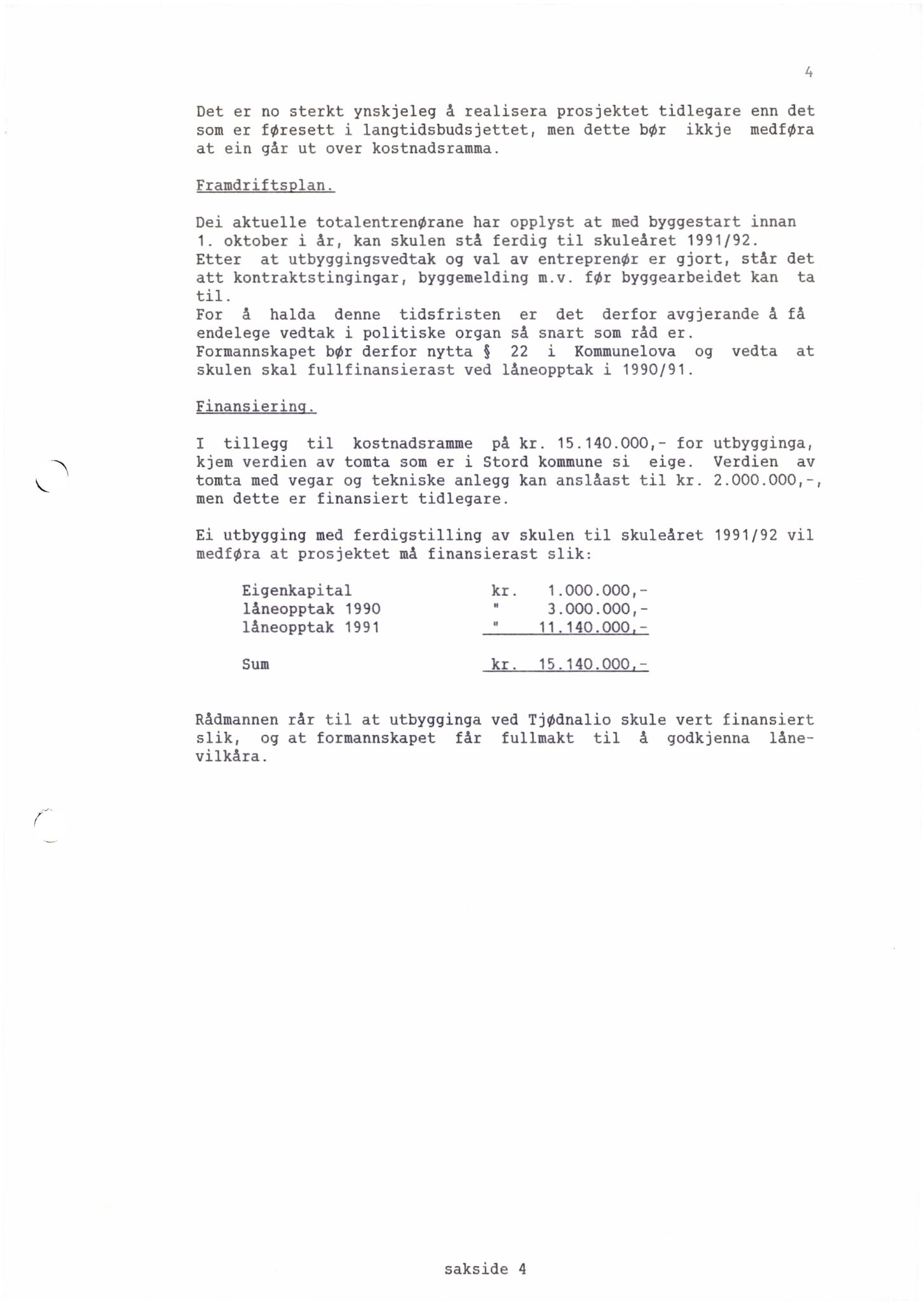 Stord kommune. Hovedutval for teknisk sektor, IKAH/1221-513.1/A/Aa/L0008: Møtebok for Stord hovedutval for teknisk sektor, 1990