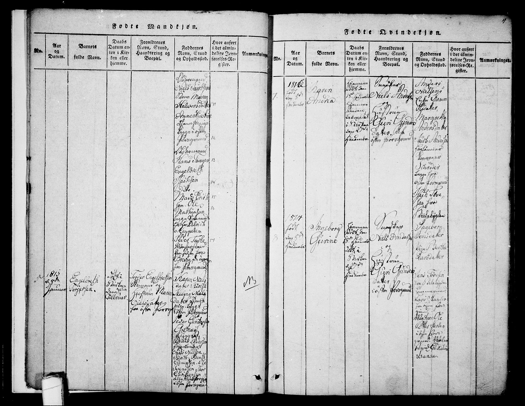 Porsgrunn kirkebøker , AV/SAKO-A-104/F/Fa/L0004: Ministerialbok nr. 4, 1814-1828, s. 4