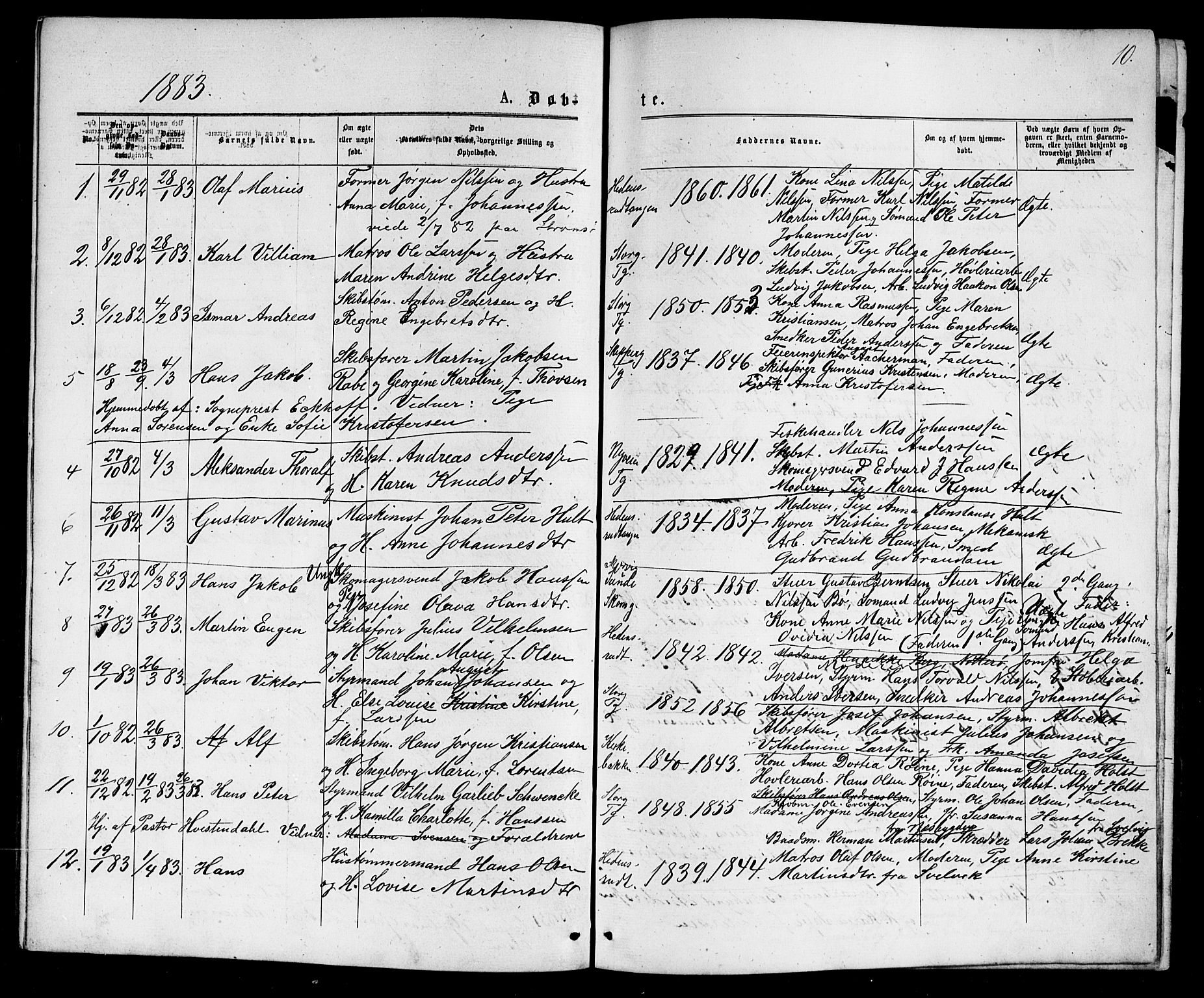 Strømsø kirkebøker, AV/SAKO-A-246/G/Ga/L0002: Klokkerbok nr. 2, 1877-1896, s. 10