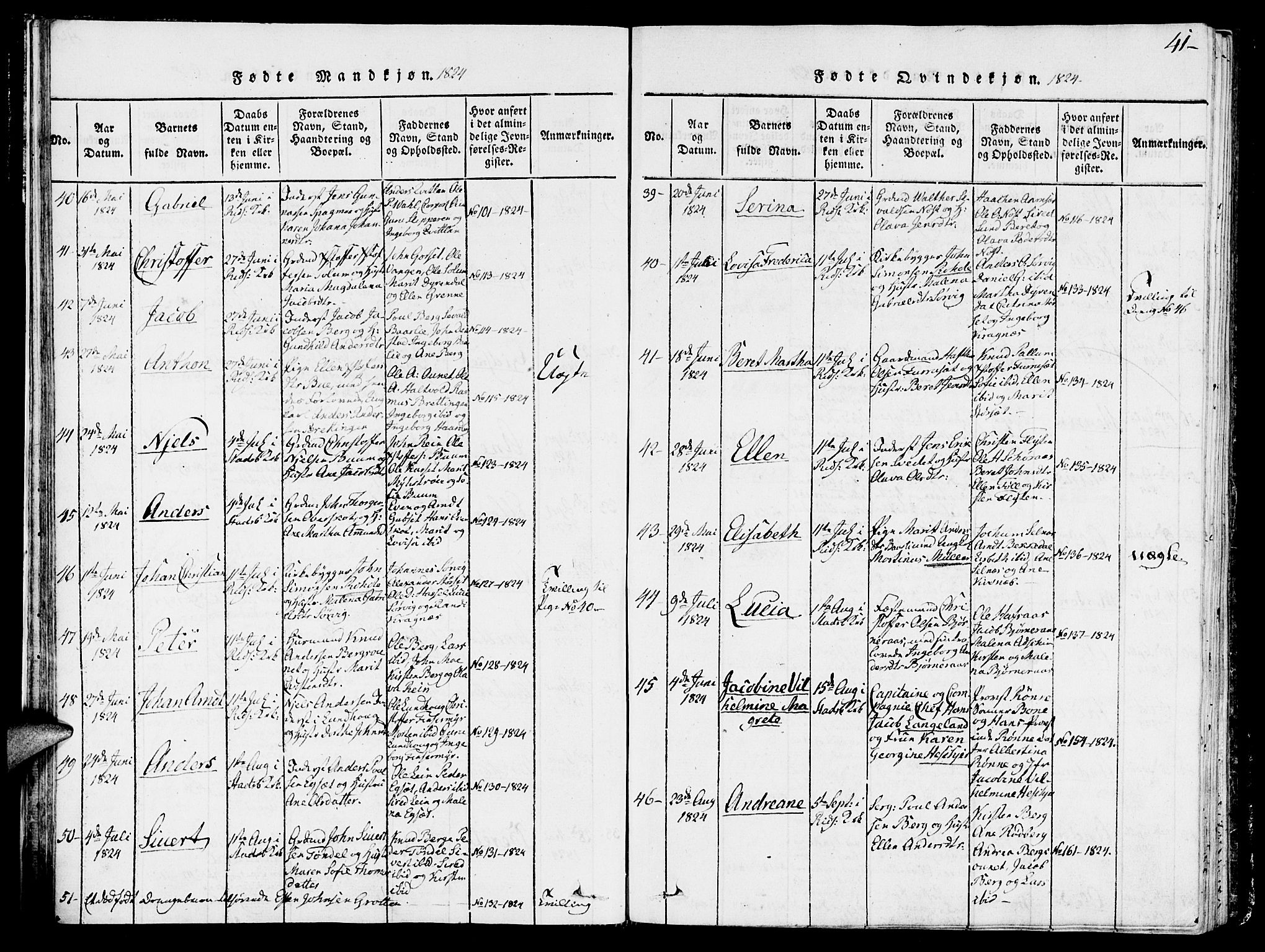 Ministerialprotokoller, klokkerbøker og fødselsregistre - Sør-Trøndelag, SAT/A-1456/646/L0608: Ministerialbok nr. 646A06, 1816-1825, s. 41