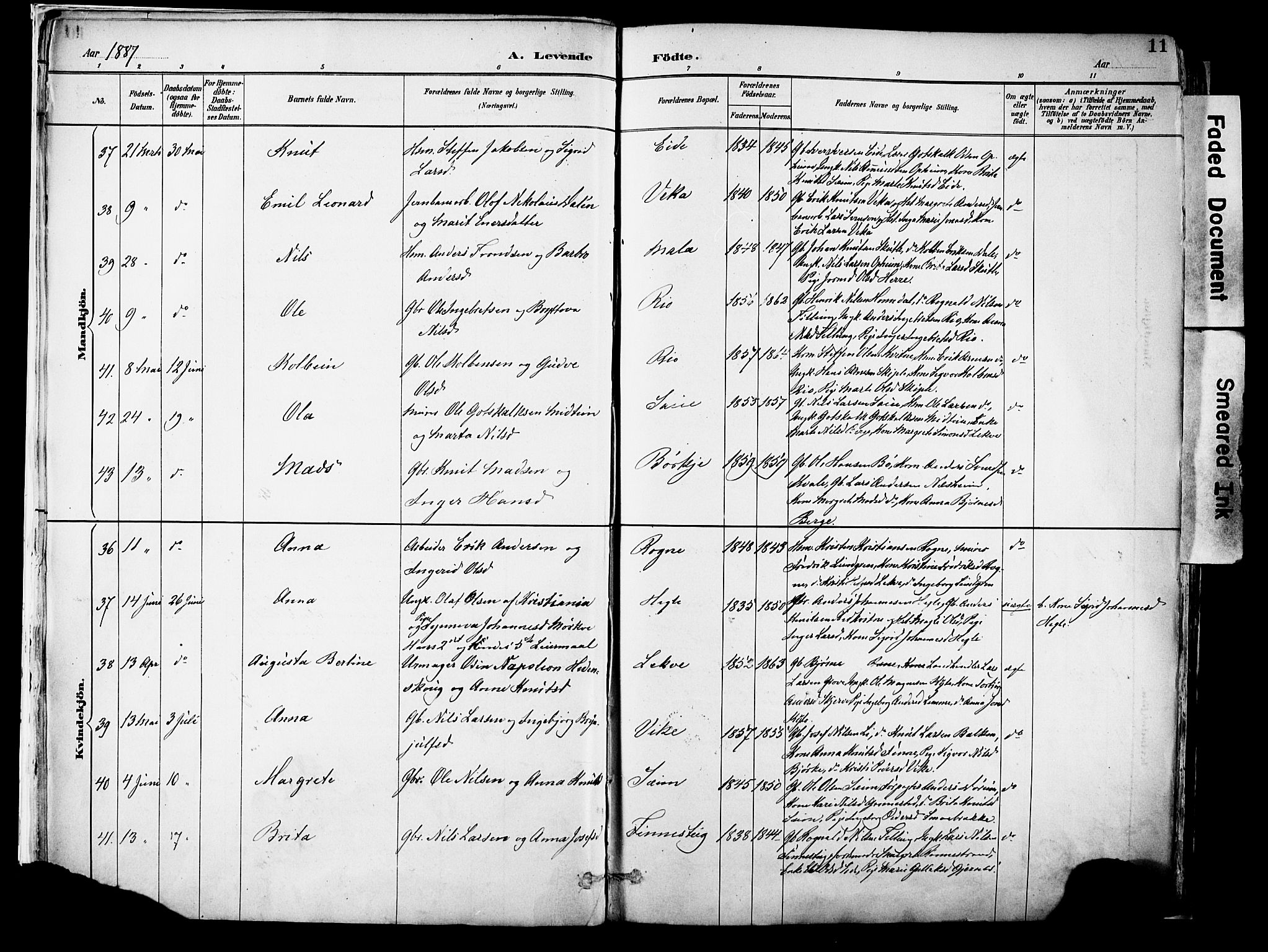 Voss sokneprestembete, AV/SAB-A-79001/H/Haa: Ministerialbok nr. A 21, 1887-1903, s. 11