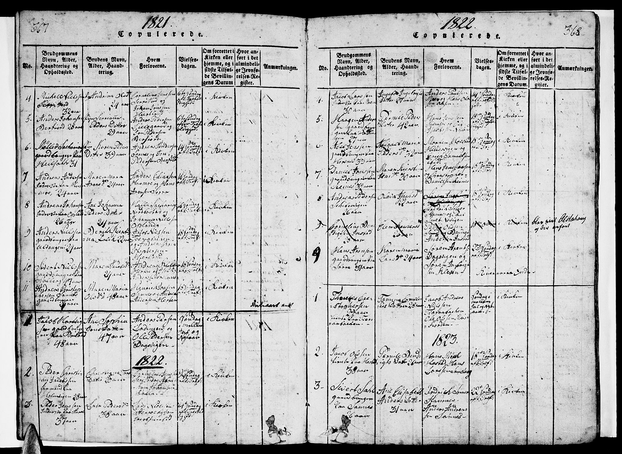 Ministerialprotokoller, klokkerbøker og fødselsregistre - Nordland, SAT/A-1459/831/L0474: Klokkerbok nr. 831C01, 1820-1850, s. 367-368