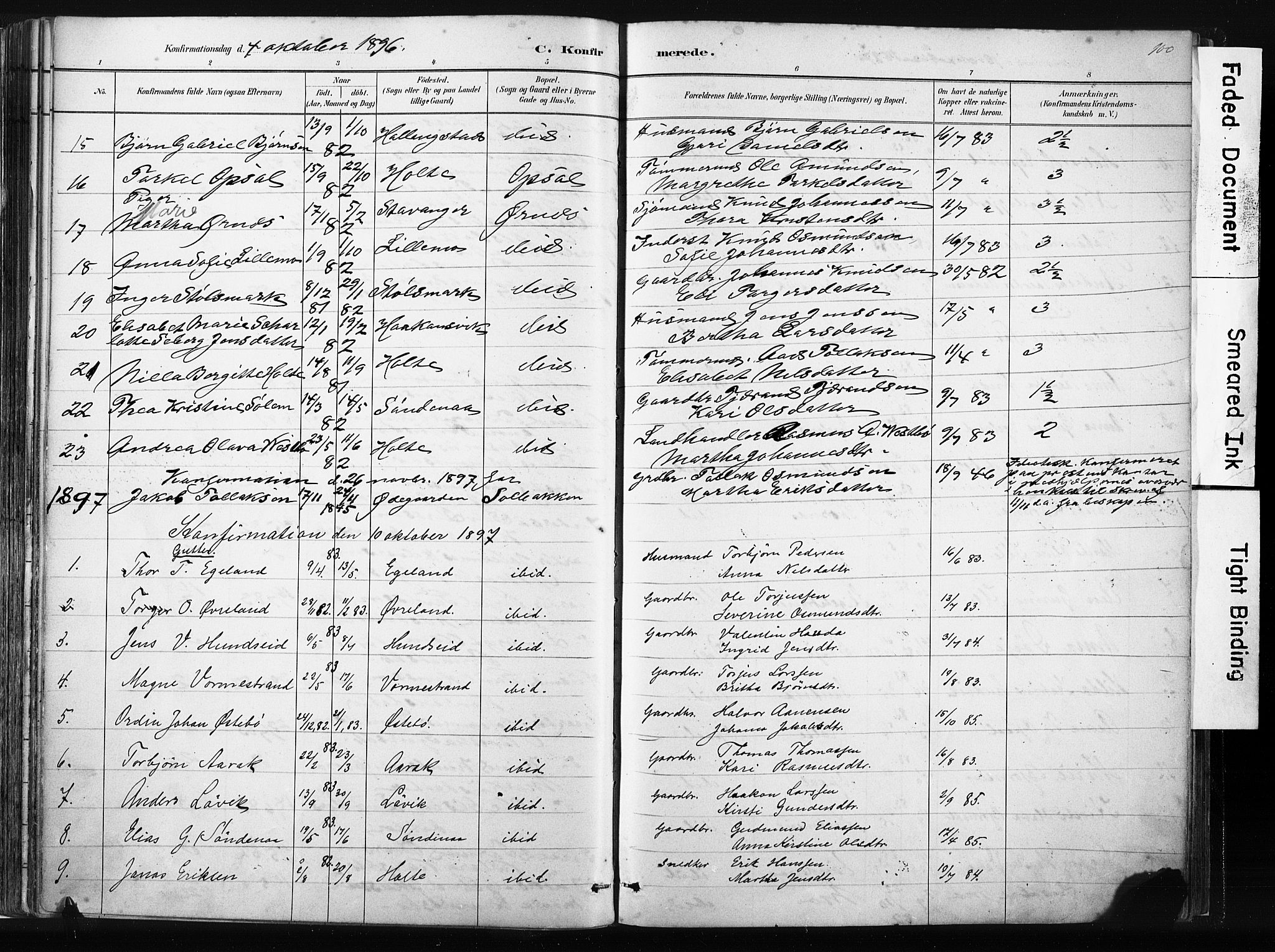 Vikedal sokneprestkontor, AV/SAST-A-101840/01/IV: Ministerialbok nr. A 10, 1884-1907, s. 100