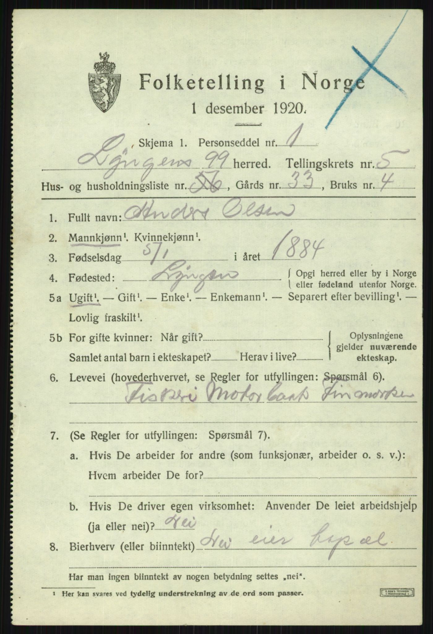 SATØ, Folketelling 1920 for 1938 Lyngen herred, 1920, s. 6586