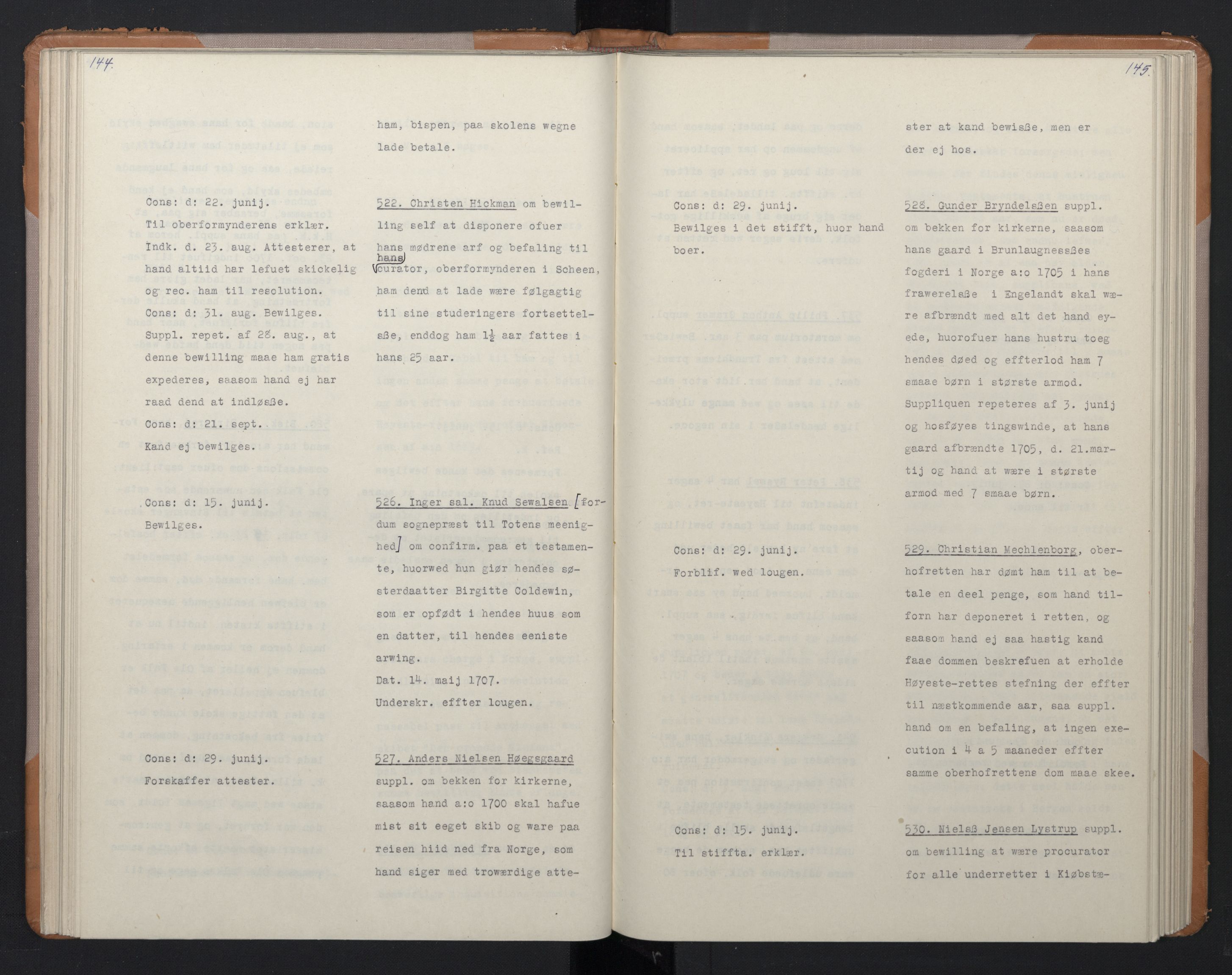 Avskriftsamlingen, AV/RA-EA-4022/F/Fa/L0075: Supplikker, 1707, s. 78