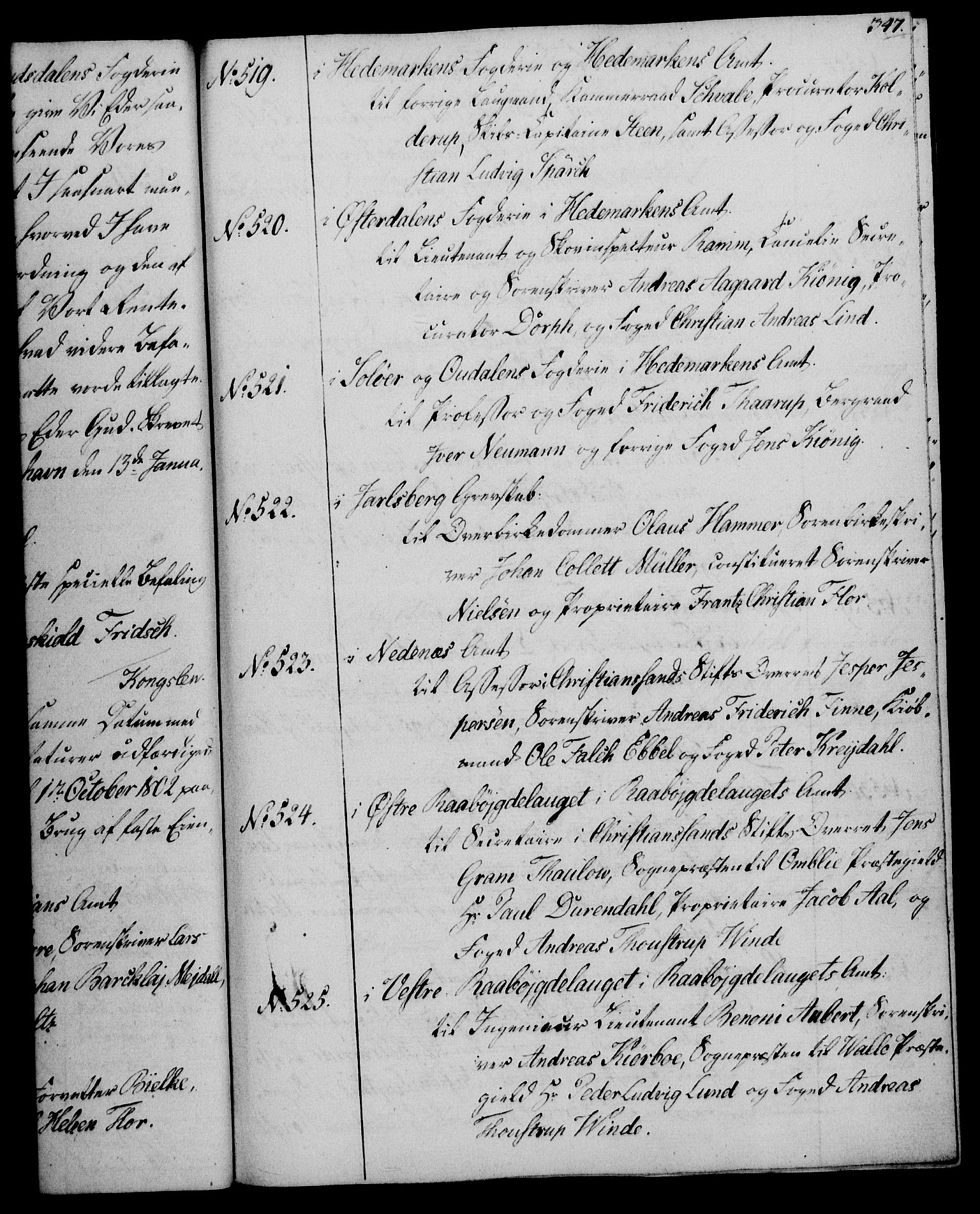 Rentekammeret, Kammerkanselliet, AV/RA-EA-3111/G/Gg/Gga/L0017: Norsk ekspedisjonsprotokoll med register (merket RK 53.17), 1801-1803, s. 347