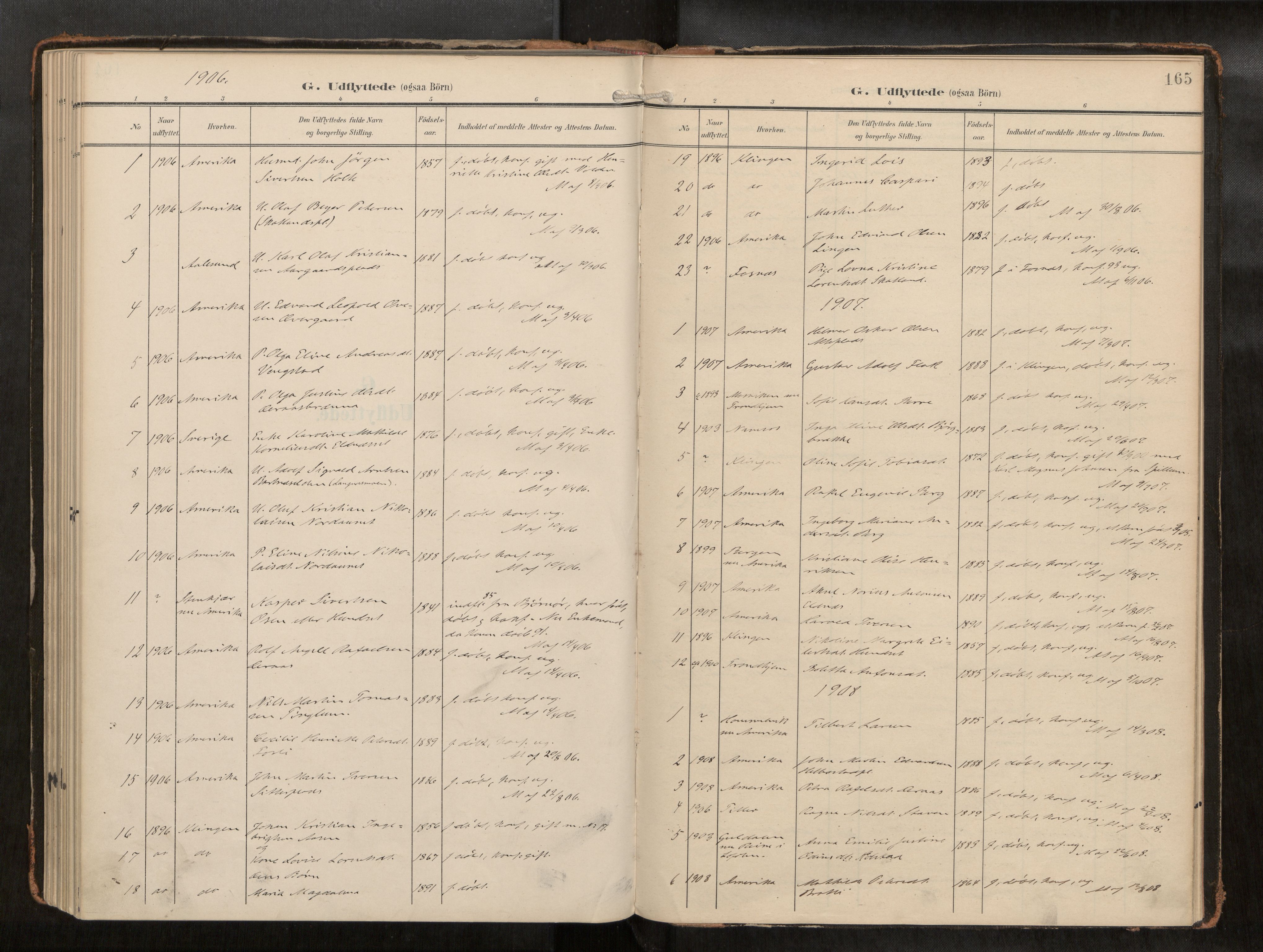 Ministerialprotokoller, klokkerbøker og fødselsregistre - Nord-Trøndelag, SAT/A-1458/742/L0409a: Ministerialbok nr. 742A03, 1906-1924, s. 165