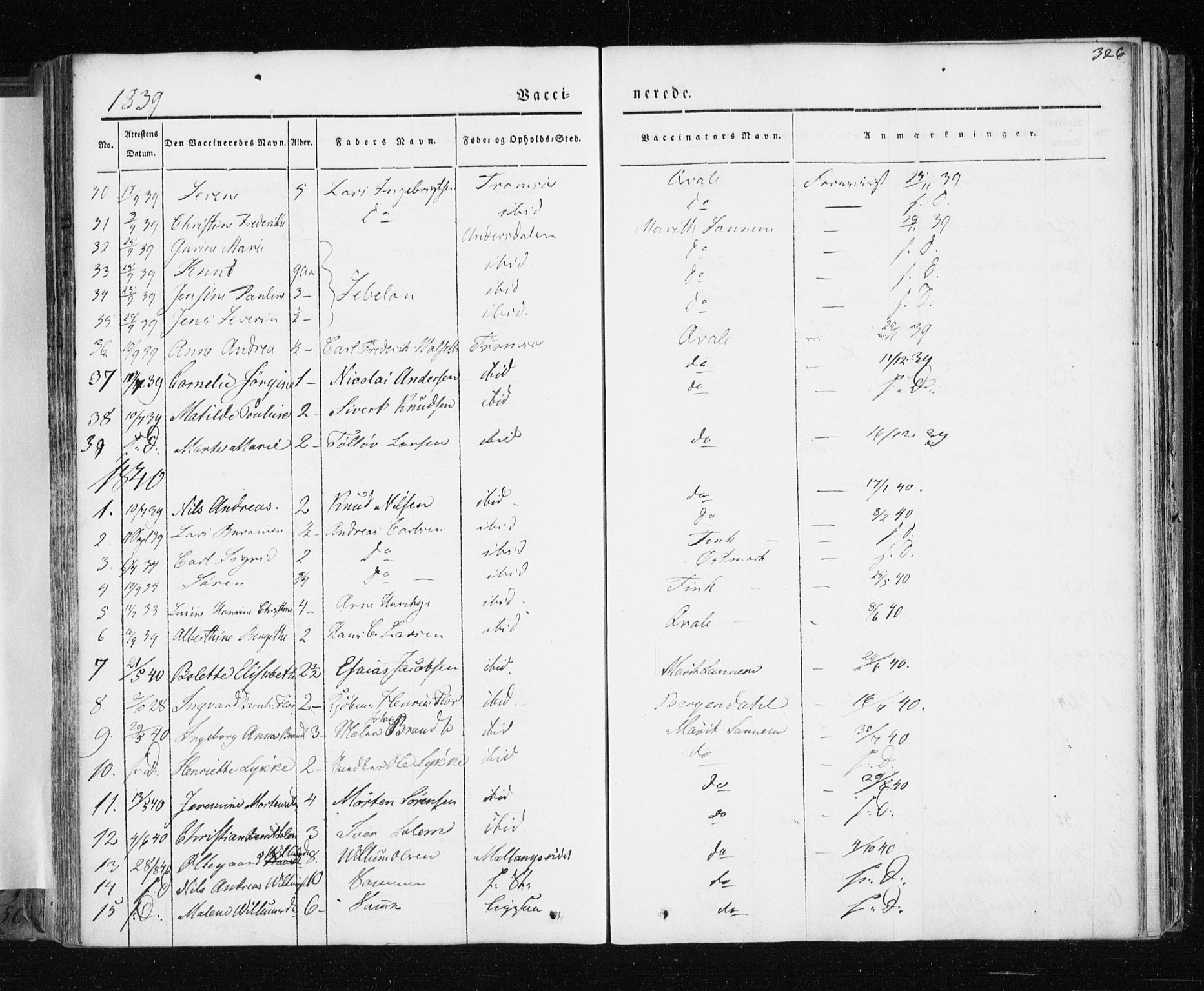 Tromsø sokneprestkontor/stiftsprosti/domprosti, AV/SATØ-S-1343/G/Ga/L0009kirke: Ministerialbok nr. 9, 1837-1847, s. 326