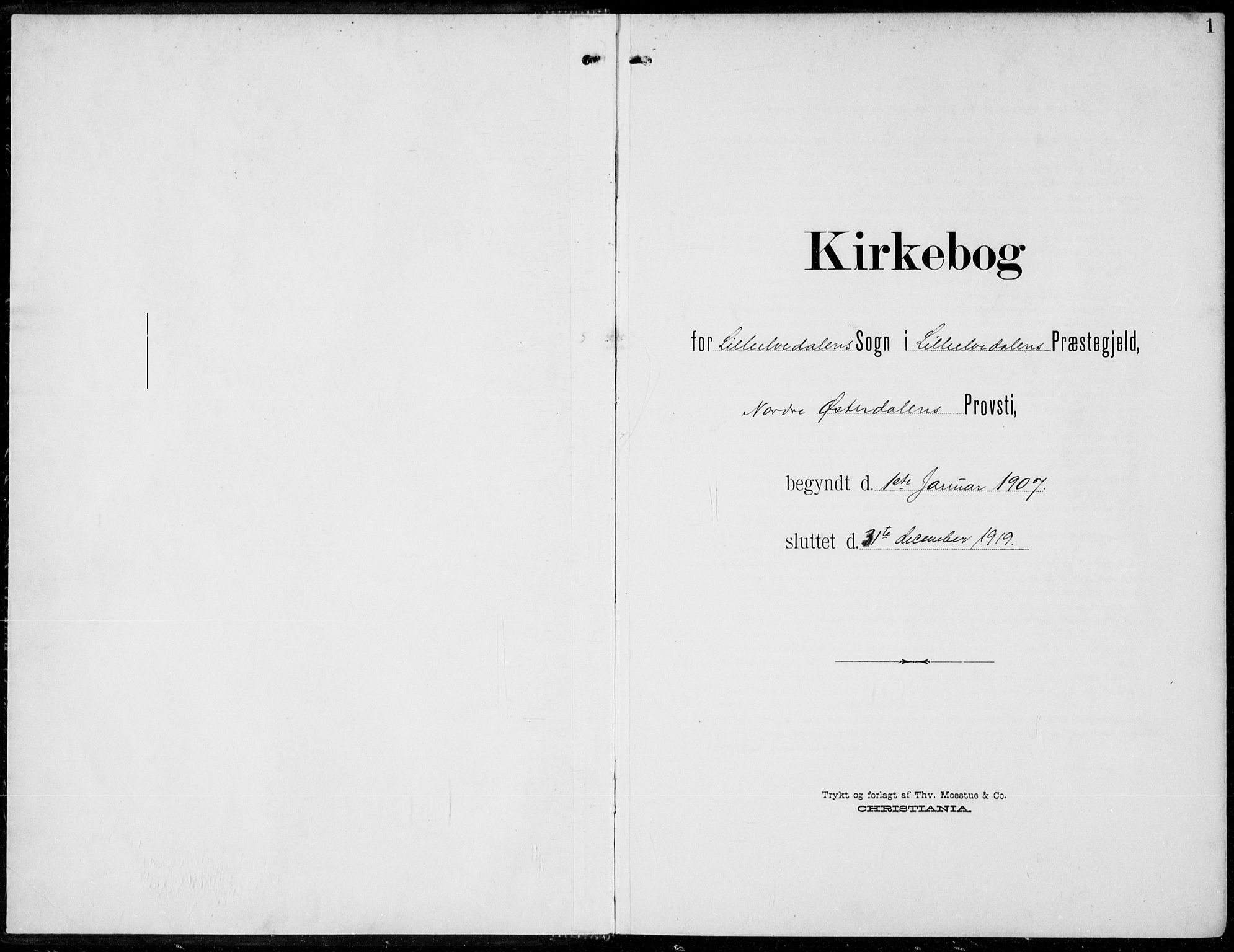 Alvdal prestekontor, SAH/PREST-060/H/Ha/Haa/L0004: Ministerialbok nr. 4, 1907-1919, s. 1