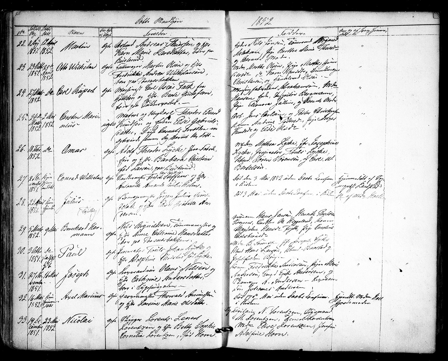 Halden prestekontor Kirkebøker, AV/SAO-A-10909/F/Fa/L0006: Ministerialbok nr. I 6, 1845-1856, s. 51