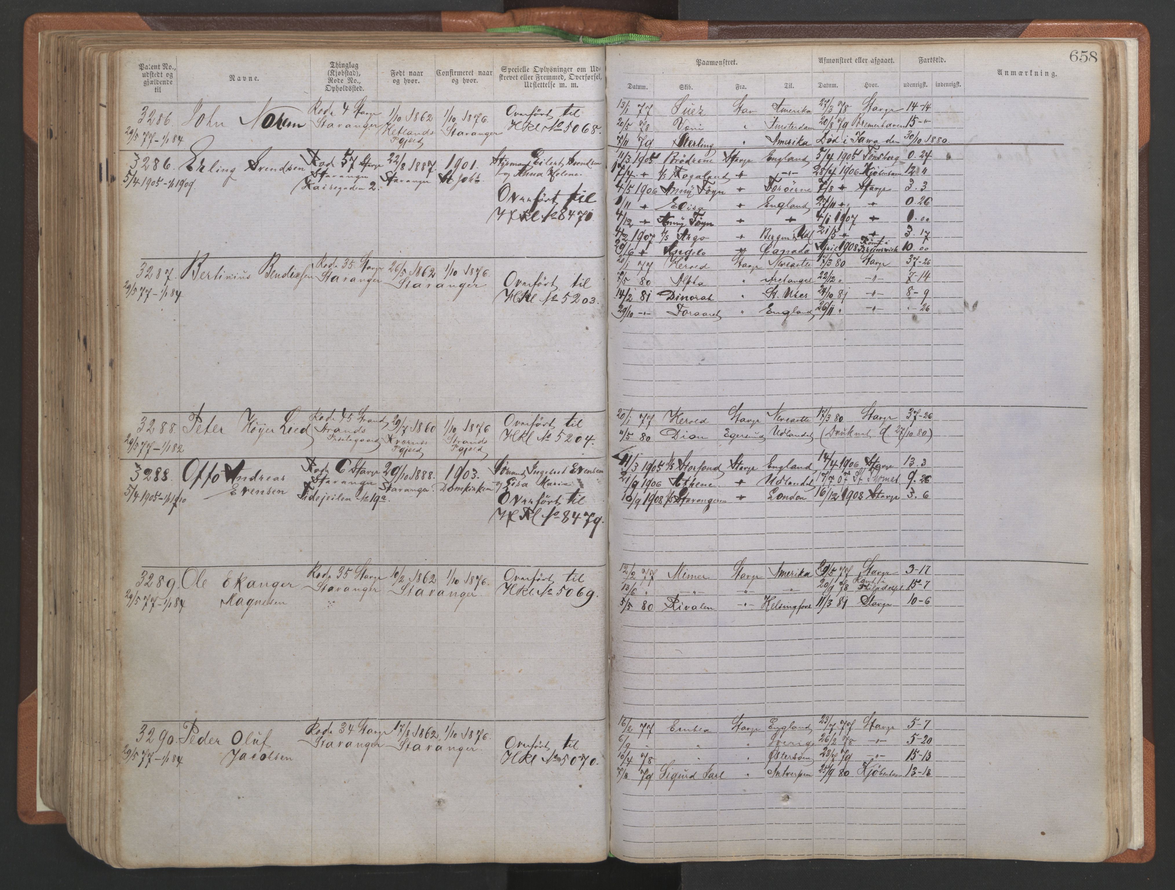 Stavanger sjømannskontor, AV/SAST-A-102006/F/Ff/L0005: Annotasjonsrulle No 1, patentnr. 1786-3585 (del 2), 1872-1900, s. 305