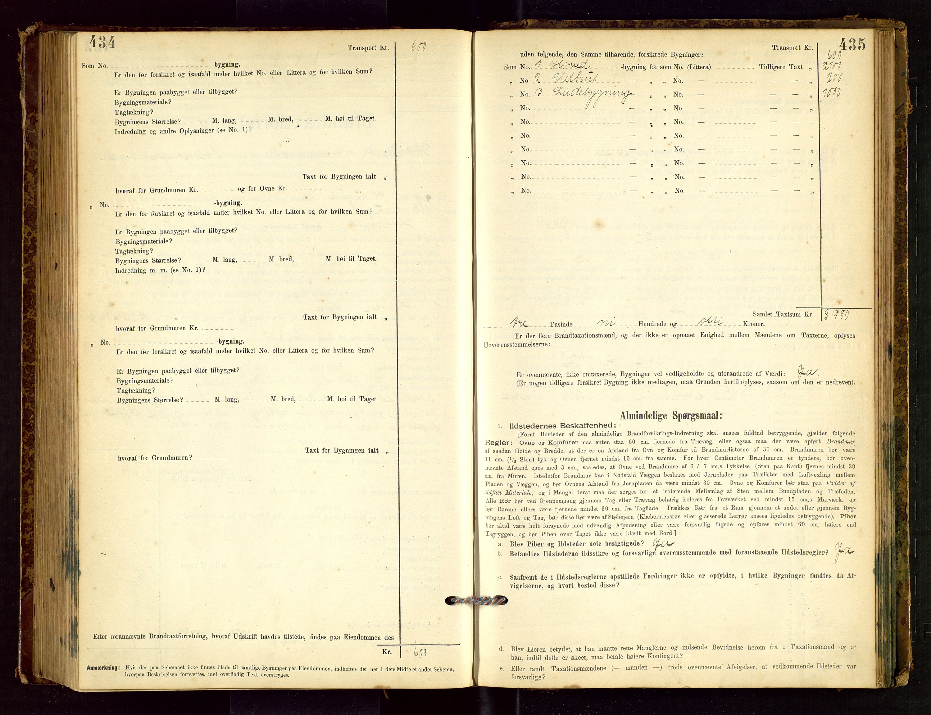 Hetland lensmannskontor, AV/SAST-A-100101/Gob/L0001: "Brandtaxationsprotokol", 1895-1918, s. 434-435