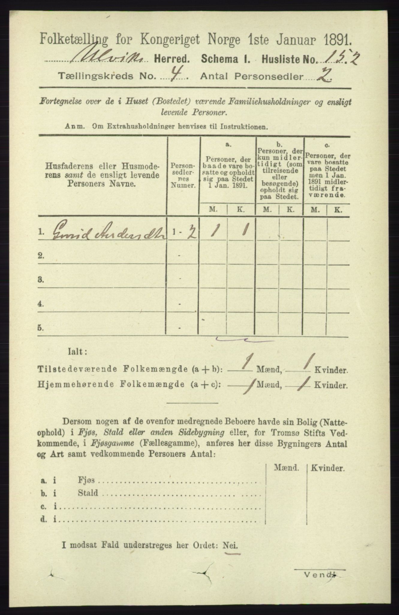 RA, Folketelling 1891 for 1233 Ulvik herred, 1891, s. 582