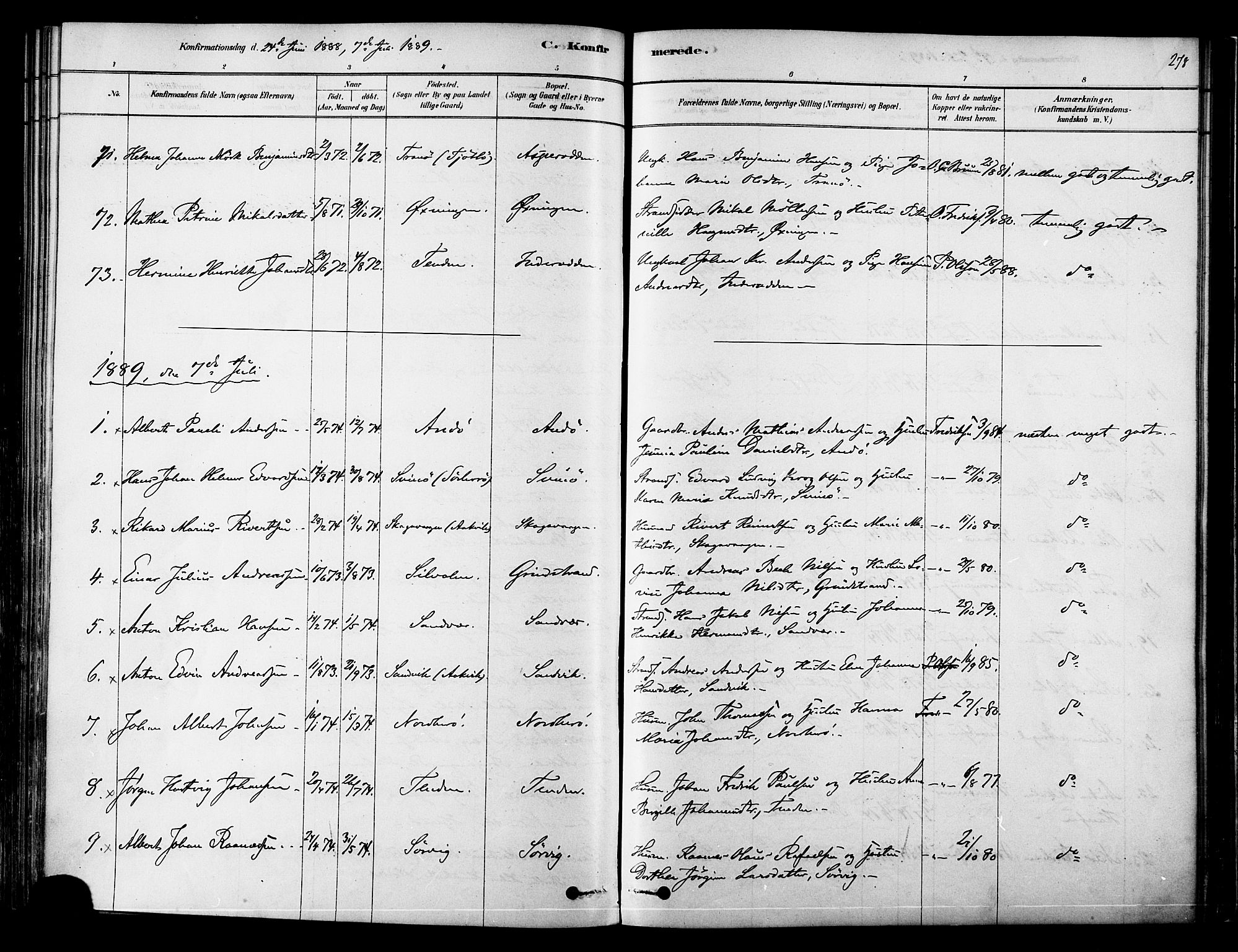 Ministerialprotokoller, klokkerbøker og fødselsregistre - Nordland, AV/SAT-A-1459/834/L0507: Ministerialbok nr. 834A05, 1878-1892, s. 278