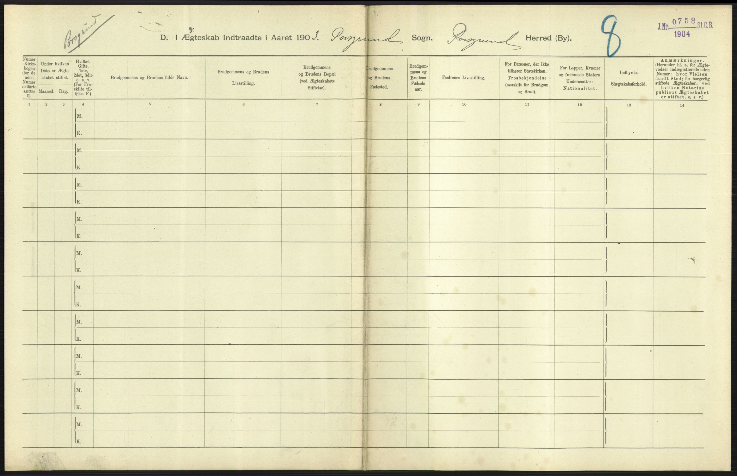 Statistisk sentralbyrå, Sosiodemografiske emner, Befolkning, AV/RA-S-2228/D/Df/Dfa/Dfaa/L0009: Bratsberg amt: Fødte, gifte, døde, 1903, s. 477