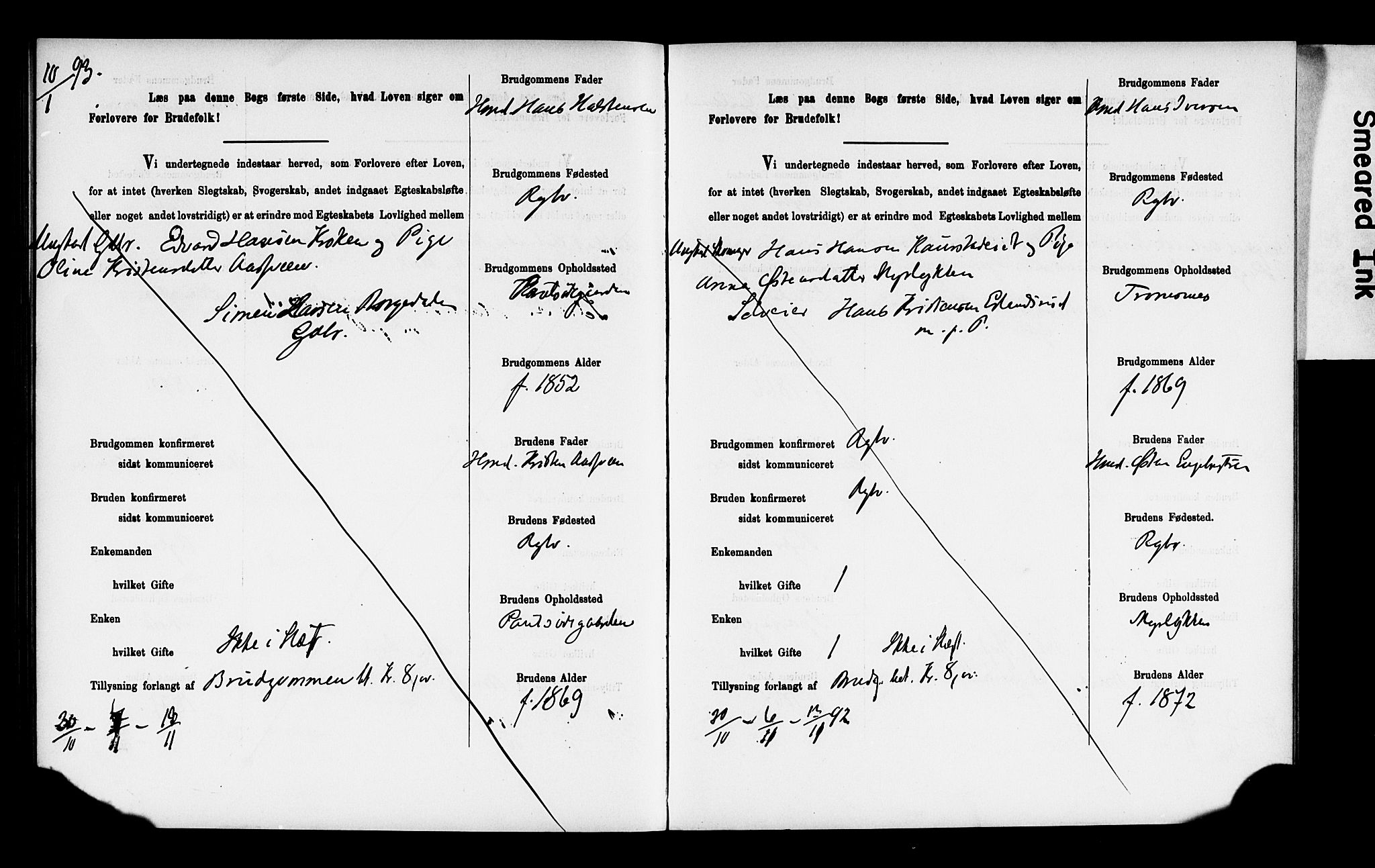 Ringebu prestekontor, AV/SAH-PREST-082/I/Ie: Lysningsprotokoll nr. 2, 1886-1894