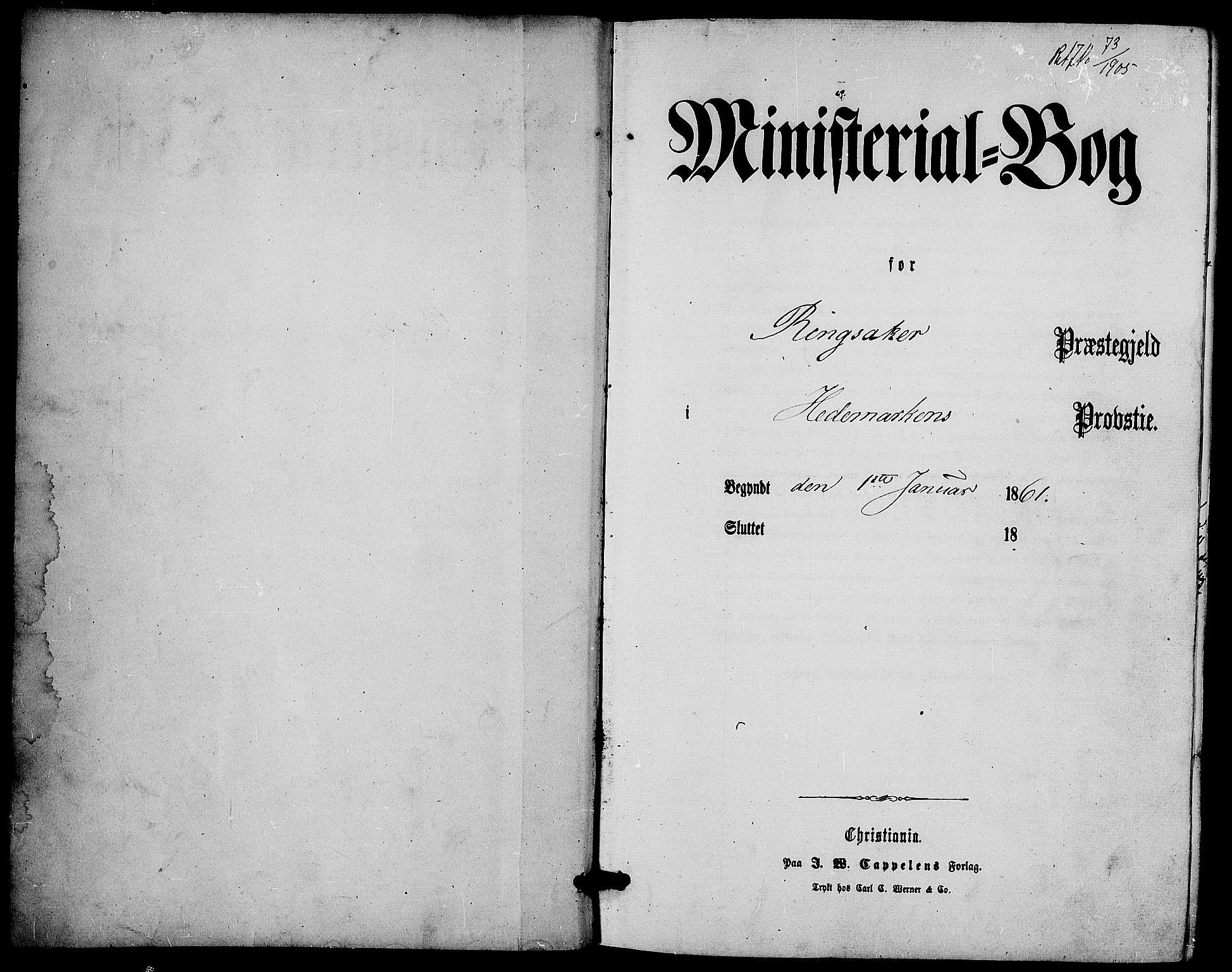 Ringsaker prestekontor, SAH/PREST-014/L/La/L0007: Klokkerbok nr. 7, 1861-1869