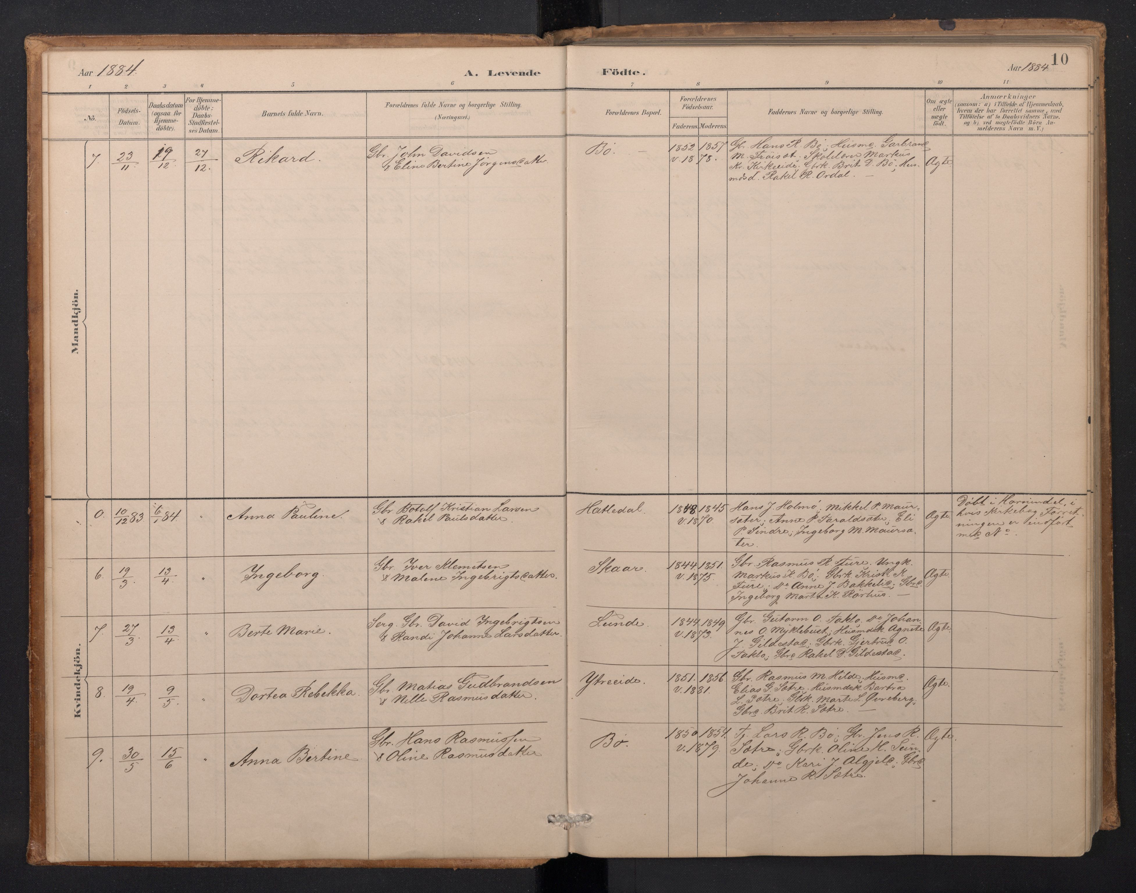 Stryn Sokneprestembete, AV/SAB-A-82501: Klokkerbok nr. A 2, 1883-1905, s. 9b-10a