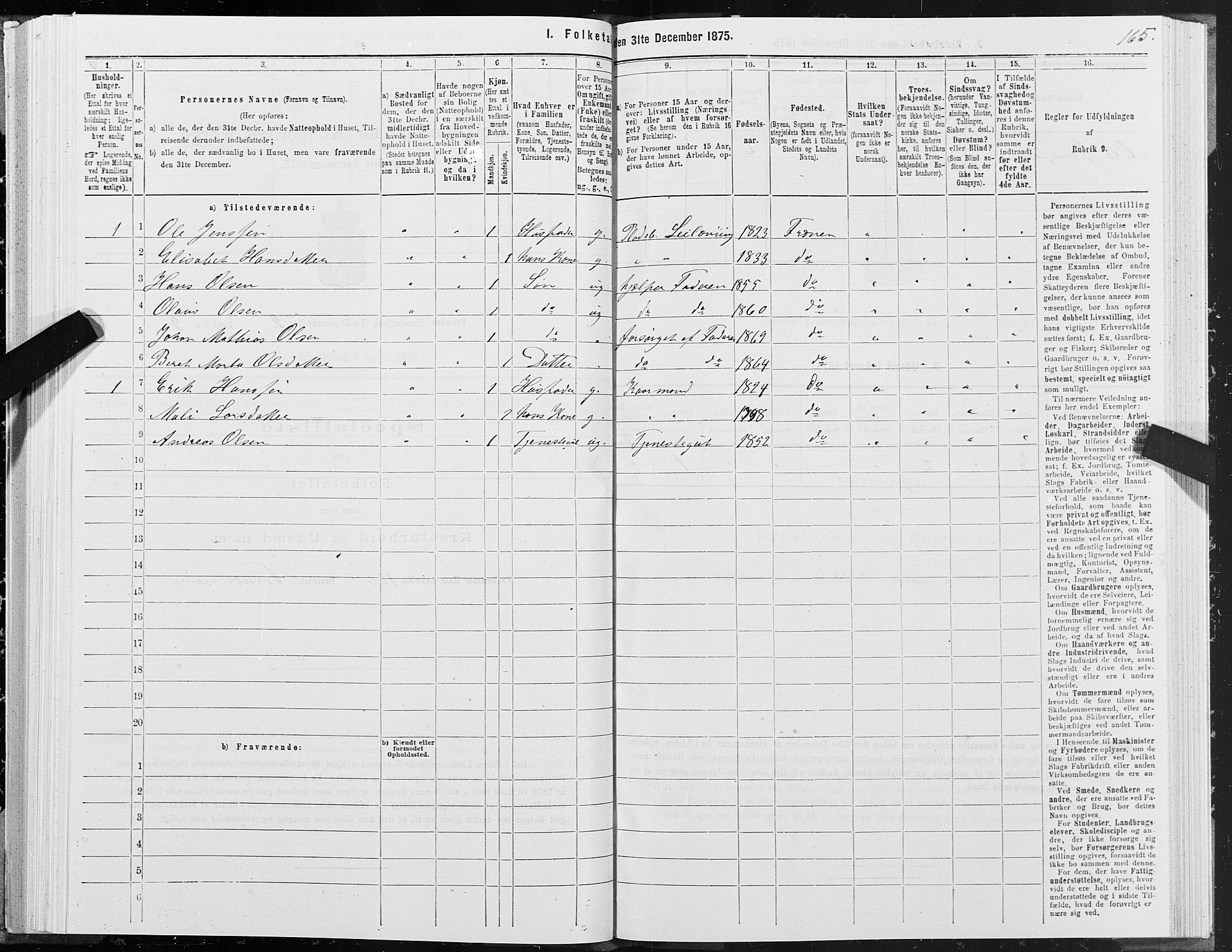 SAT, Folketelling 1875 for 1548P Fræna prestegjeld, 1875, s. 1165