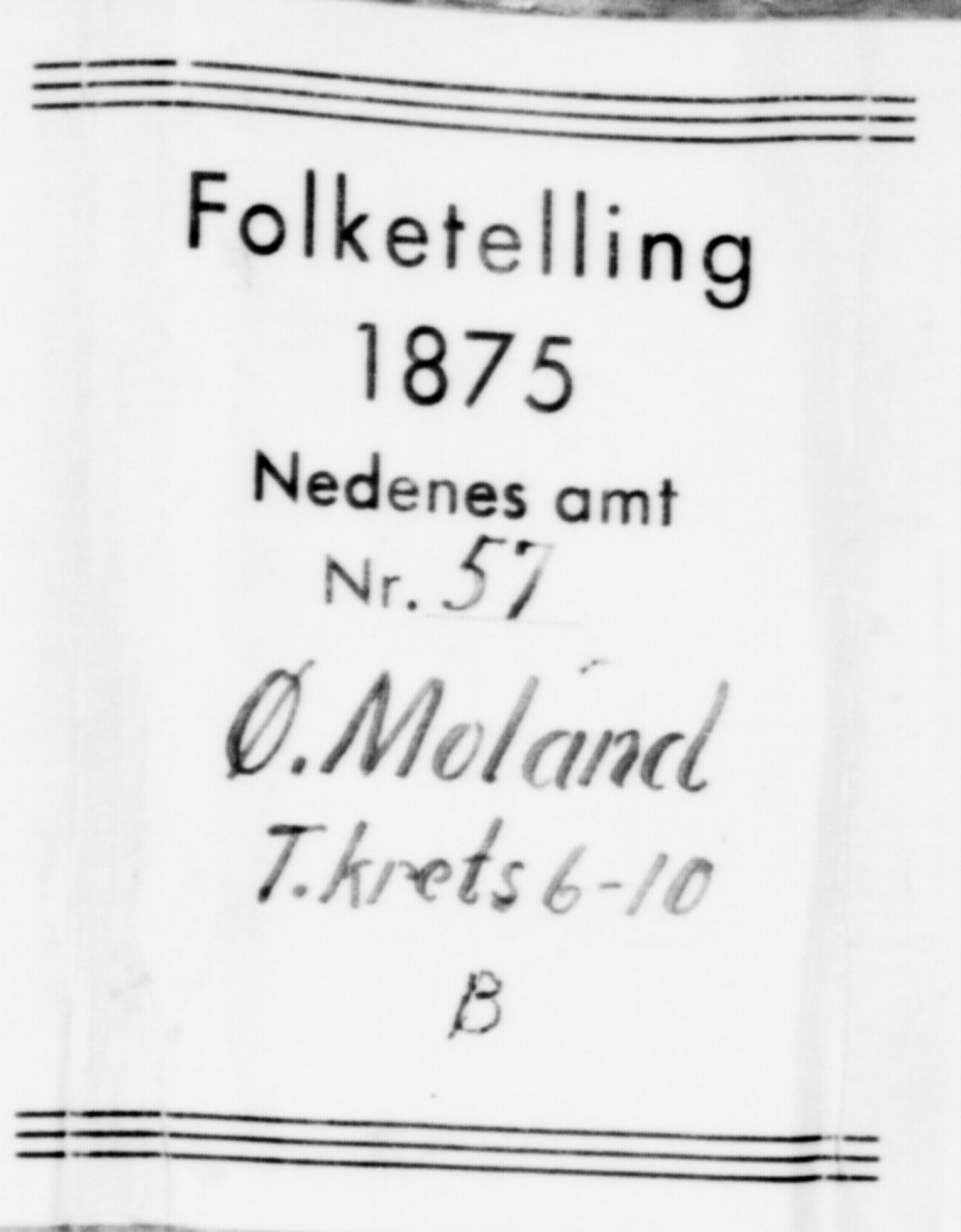 SAK, Folketelling 1875 for 0918P Austre Moland prestegjeld, 1875, s. 2028