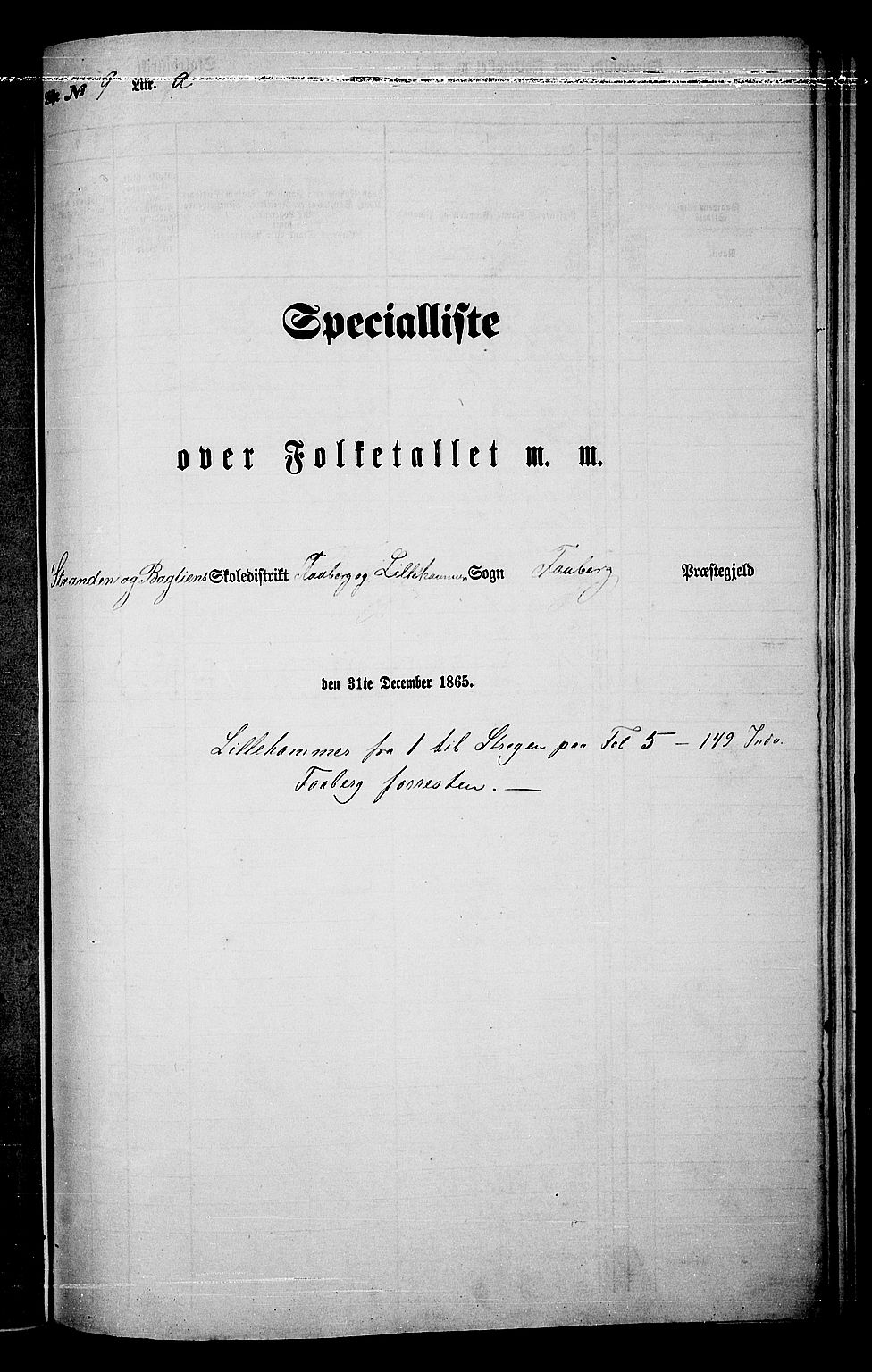 RA, Folketelling 1865 for 0524L Fåberg prestegjeld, Fåberg sokn og Lillehammer landsokn, 1865, s. 233