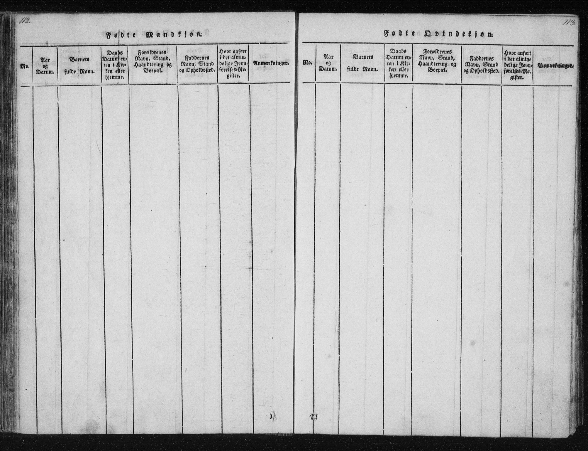 Ministerialprotokoller, klokkerbøker og fødselsregistre - Nordland, SAT/A-1459/805/L0096: Ministerialbok nr. 805A03, 1820-1837, s. 112-113